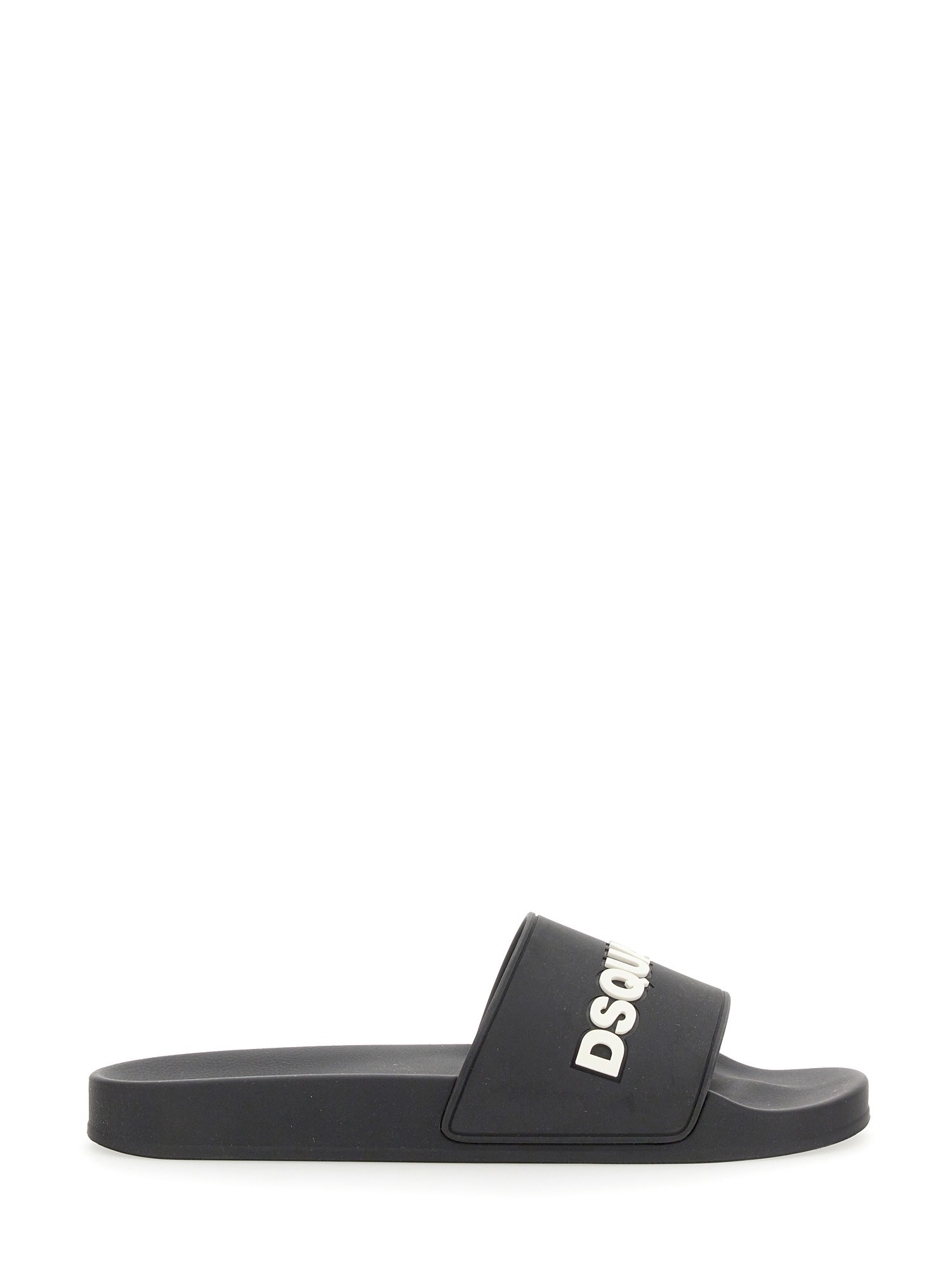 Shop Dsquared2 Rubber Slide Sandals In Black