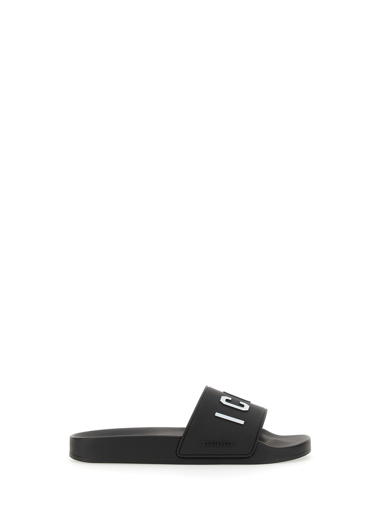 Dsquared2 D-squared2 Mans Black Rubber Slide Sandals With Logo In Black