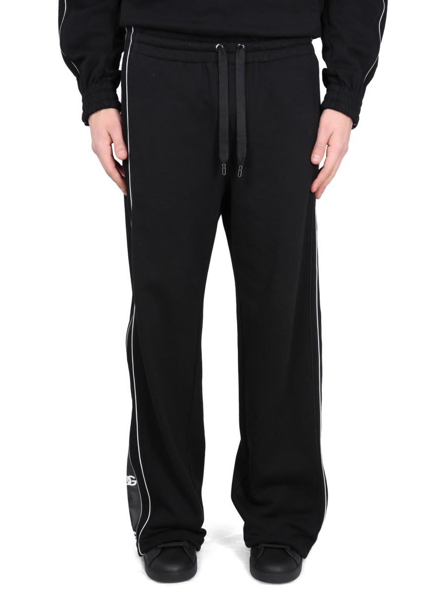 DOLCE & GABBANA - COTTON JERSEY JOGGING PANTS WITH LOGO BANDS