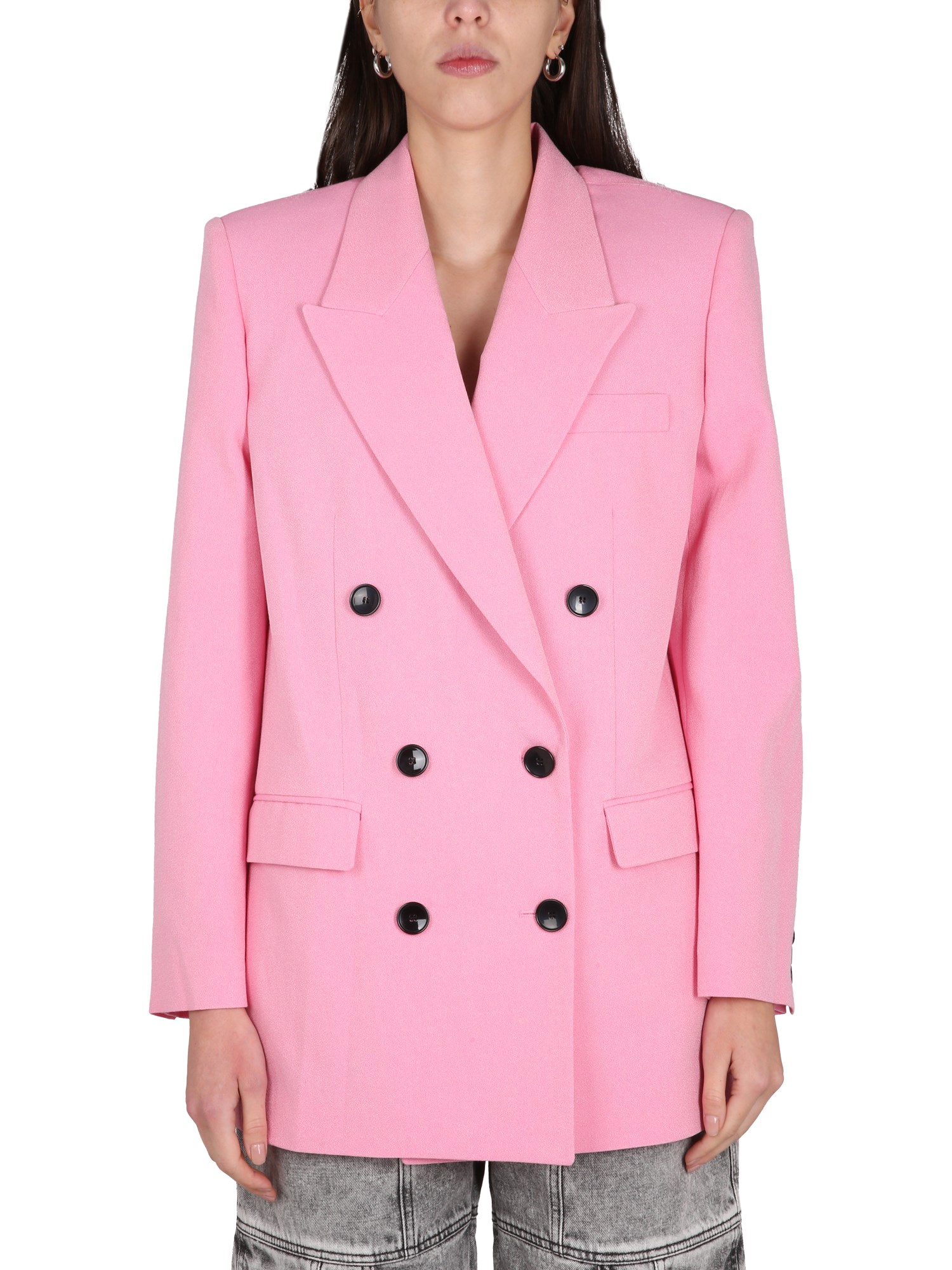 Isabel Marant Double-breasted Nevim Blazer With Peak Lapel 40 Italian Size In Pink