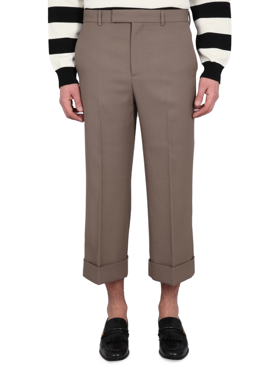 GUCCI PANTALONE CORTO IN GABARDINA TESTURIZZATA