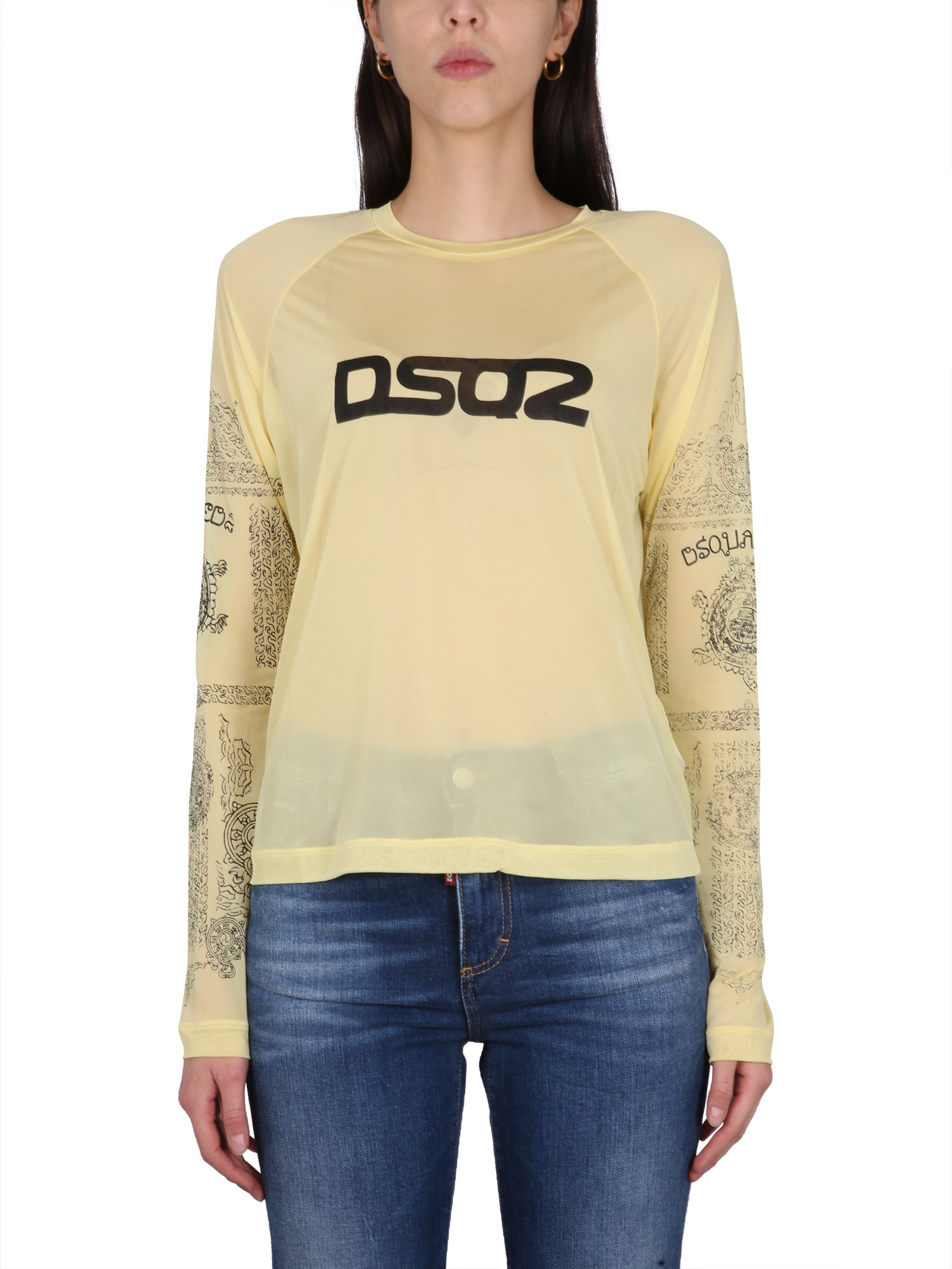 Shop Dsquared2 Logo Print T-shirt In Yellow