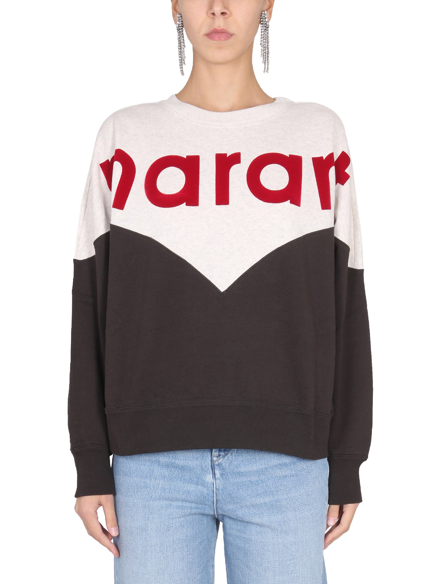 Isabel Marant Étoile Houston Colorblock Oversize Cotton Blend Sweatshirt In Black