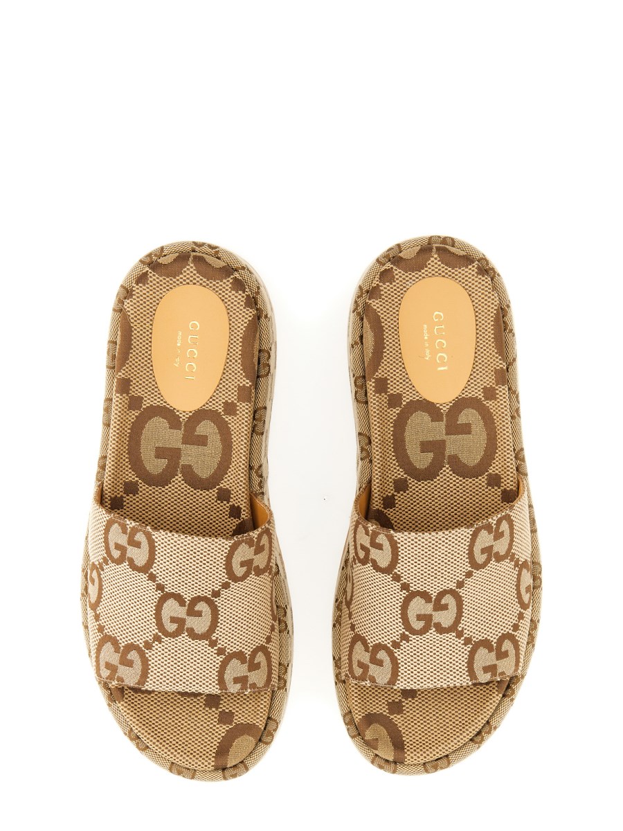 GUCCI - GG FABRIC PLATFORM SLIDER SANDAL - Eleonora Bonucci