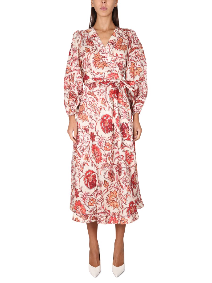 ZIMMERMANN - VITALI LINEN MIDI DRESS - Eleonora Bonucci