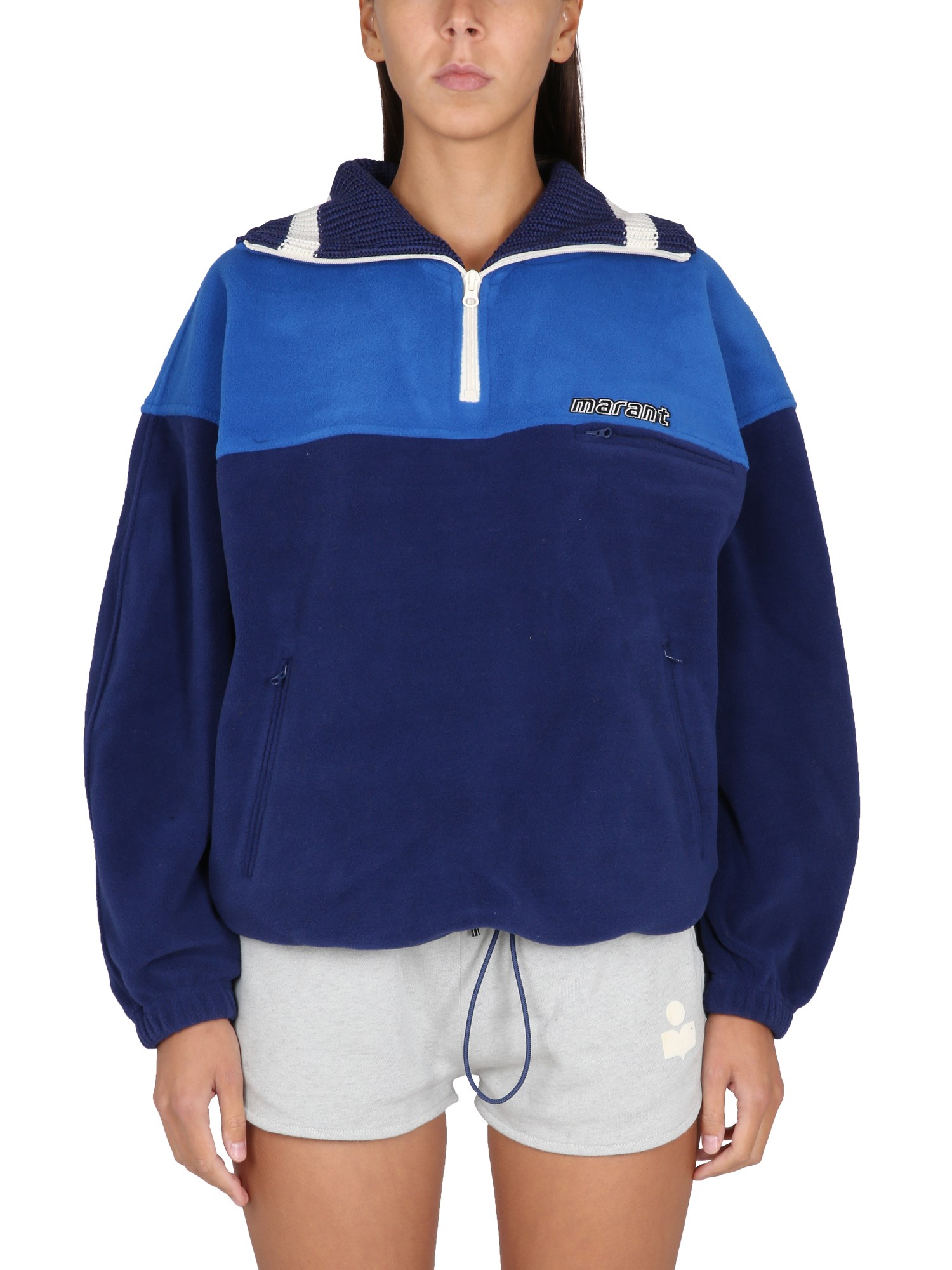 Isabel Marant Étoile Mamet Color-block Fleece Sweatshirt In Blue