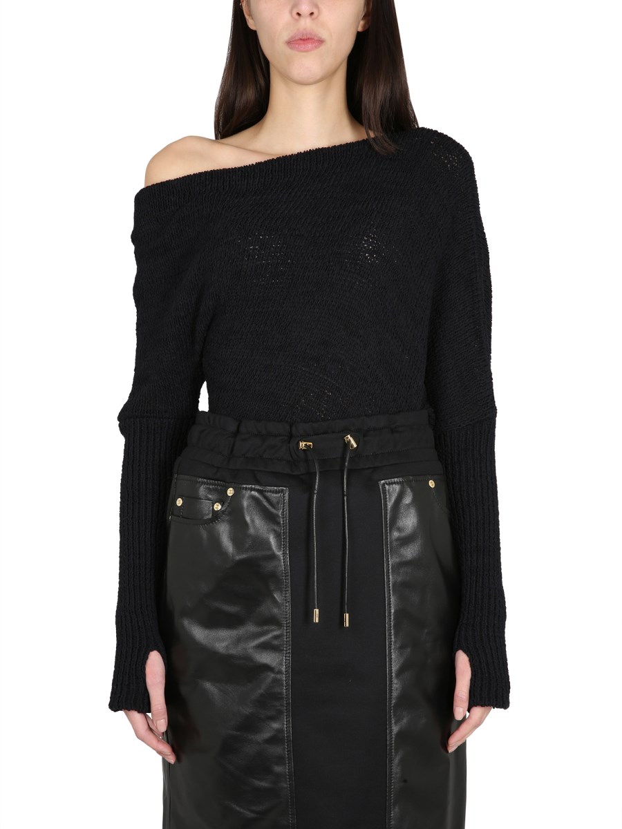 TOM FORD MAGLIA OFF THE SHOULDER IN COTONE STRUTTURATO