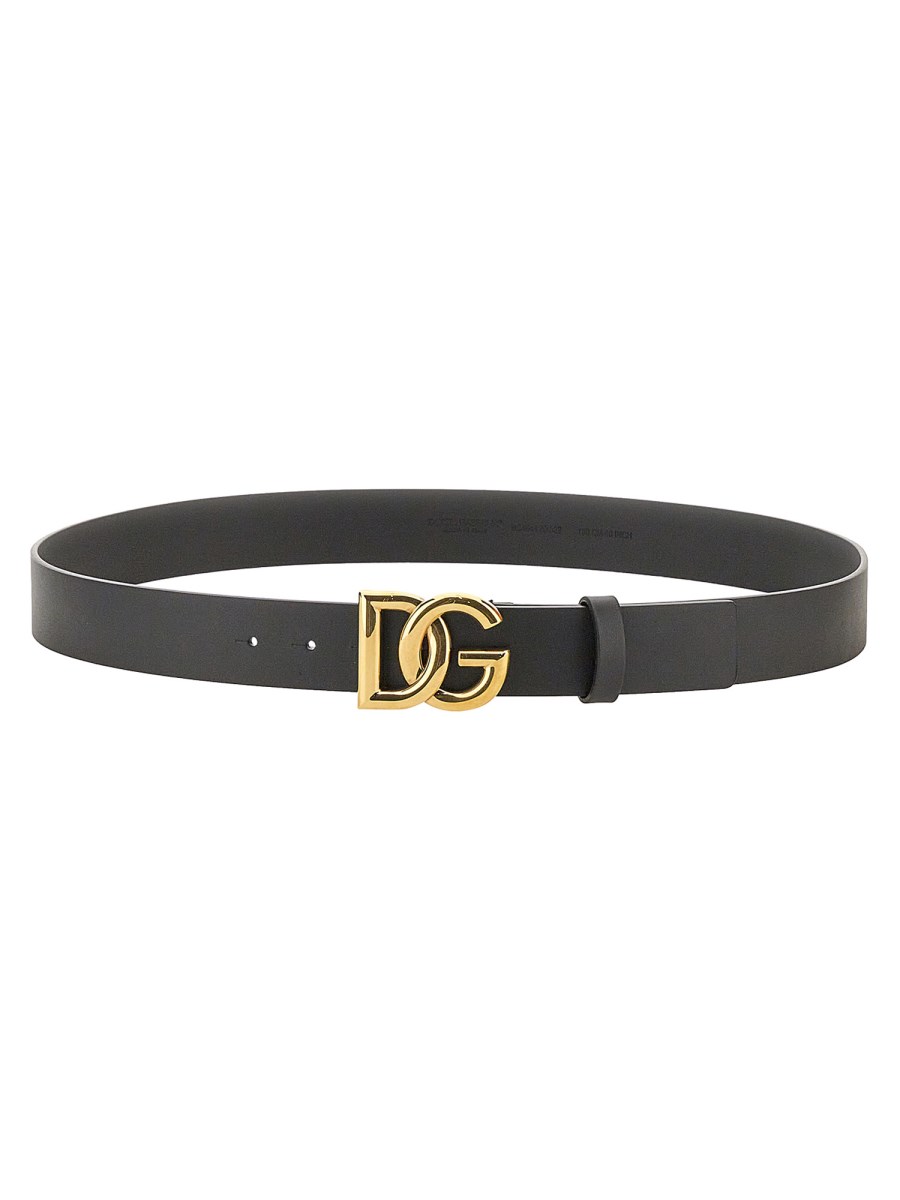 DOLCE & GABBANA - CINTURA IN PELLE CON FIBBIA DG INCROCIATO