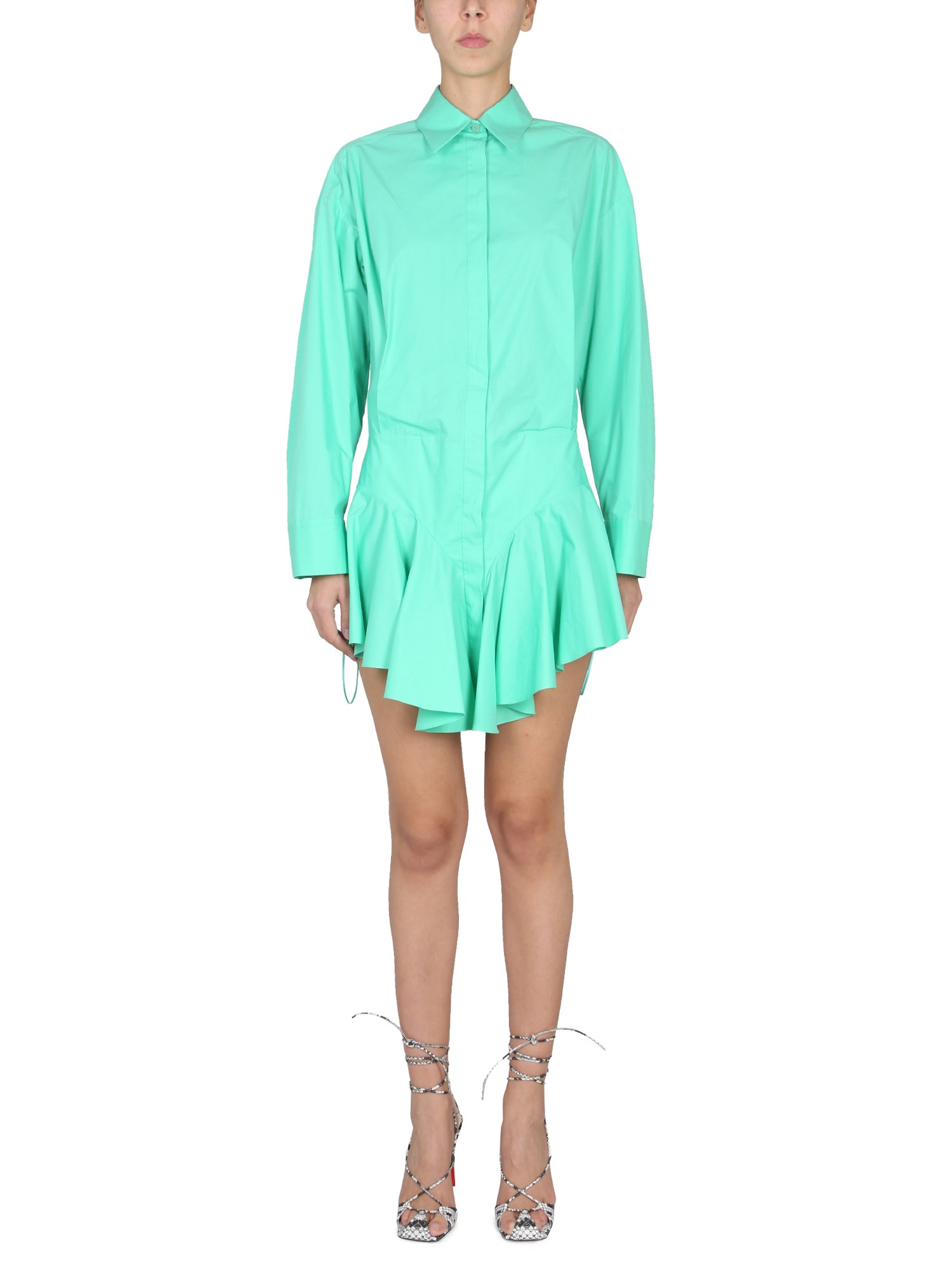 Attico Candice Cotton Canvas Minidress In Green