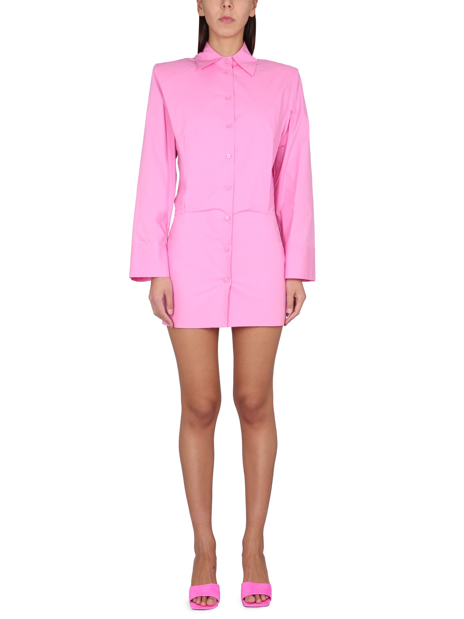 Attico Margot Mini Shirt Dress In Fuchsia