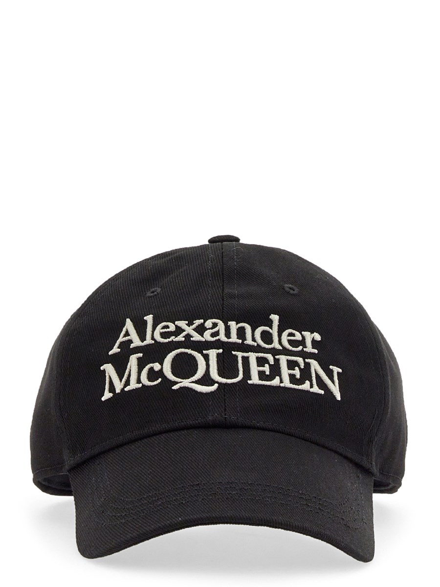 ALEXANDER McQUEEN CAPPELLO DA BASEBALL IN COTONE CON RICAMO LOGO