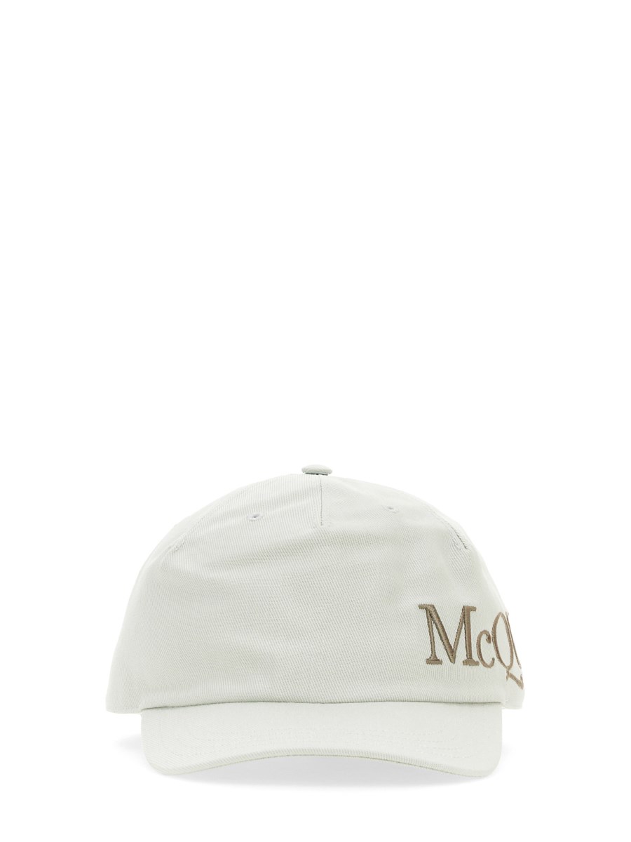 ALEXANDER McQUEEN CAPPELLO DA BASEBALL IN TELA DI COTONE CON LOGO RICAMATO