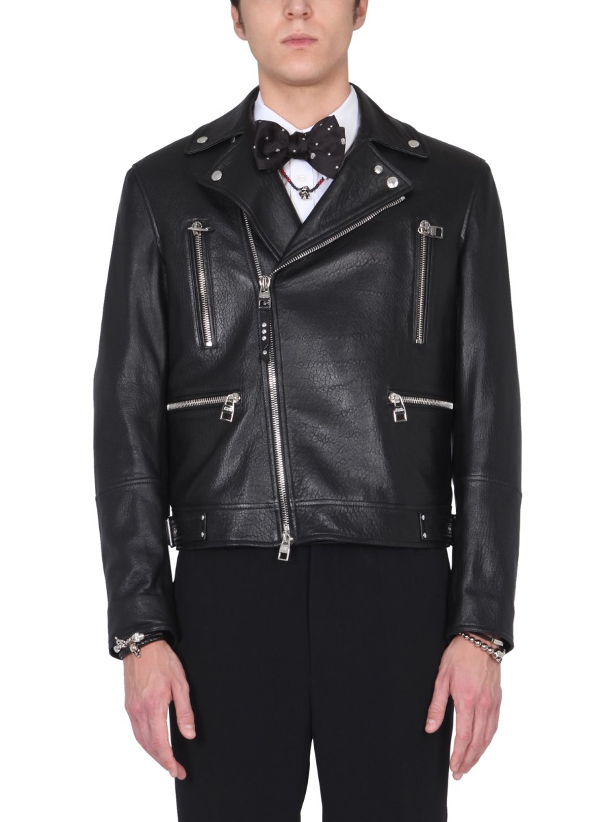 Alexander mcqueen leather biker jacket hotsell