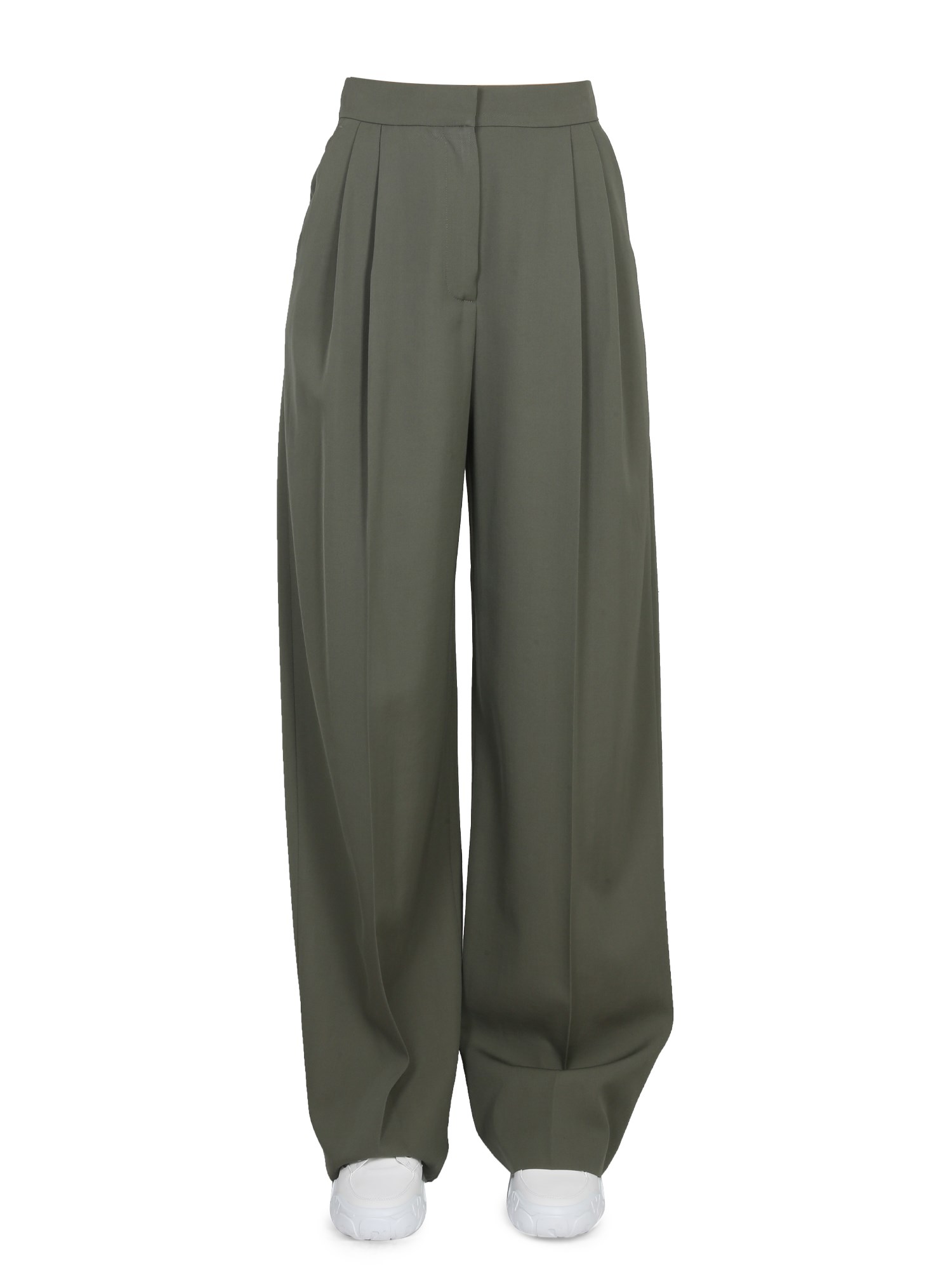 Alexander Mcqueen Wide-leg Wool Pants In Green