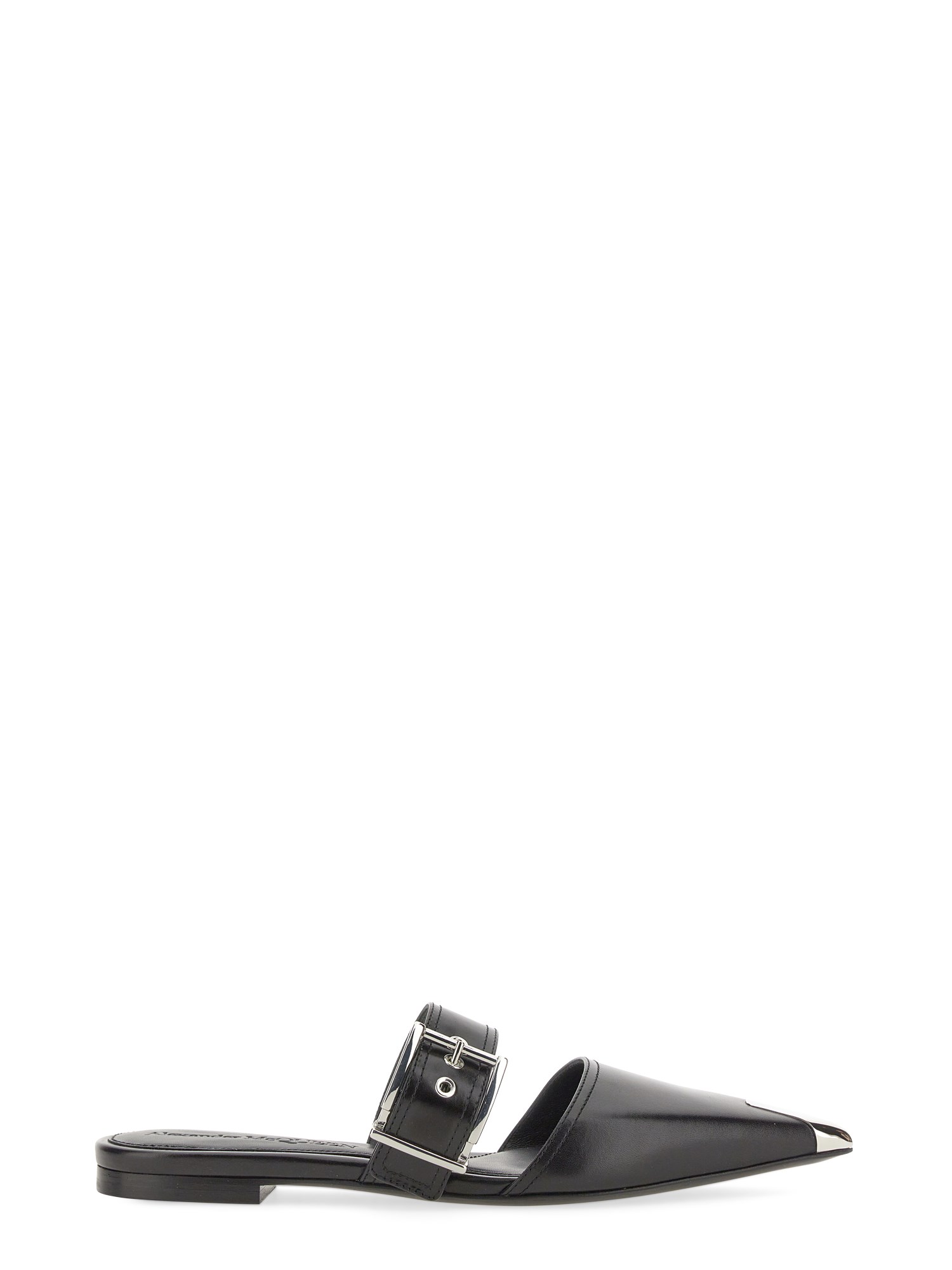 Alexander Mcqueen 10mm Punk Leather Mules In Black