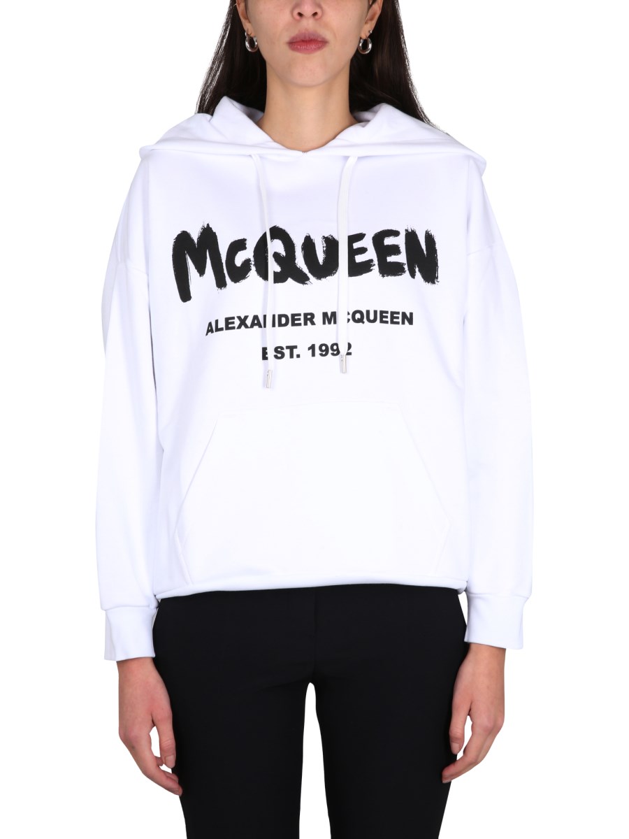 ALEXANDER McQUEEN COTTON JERSEY SWEATSHIRT WITH GRAFFITI LOGO