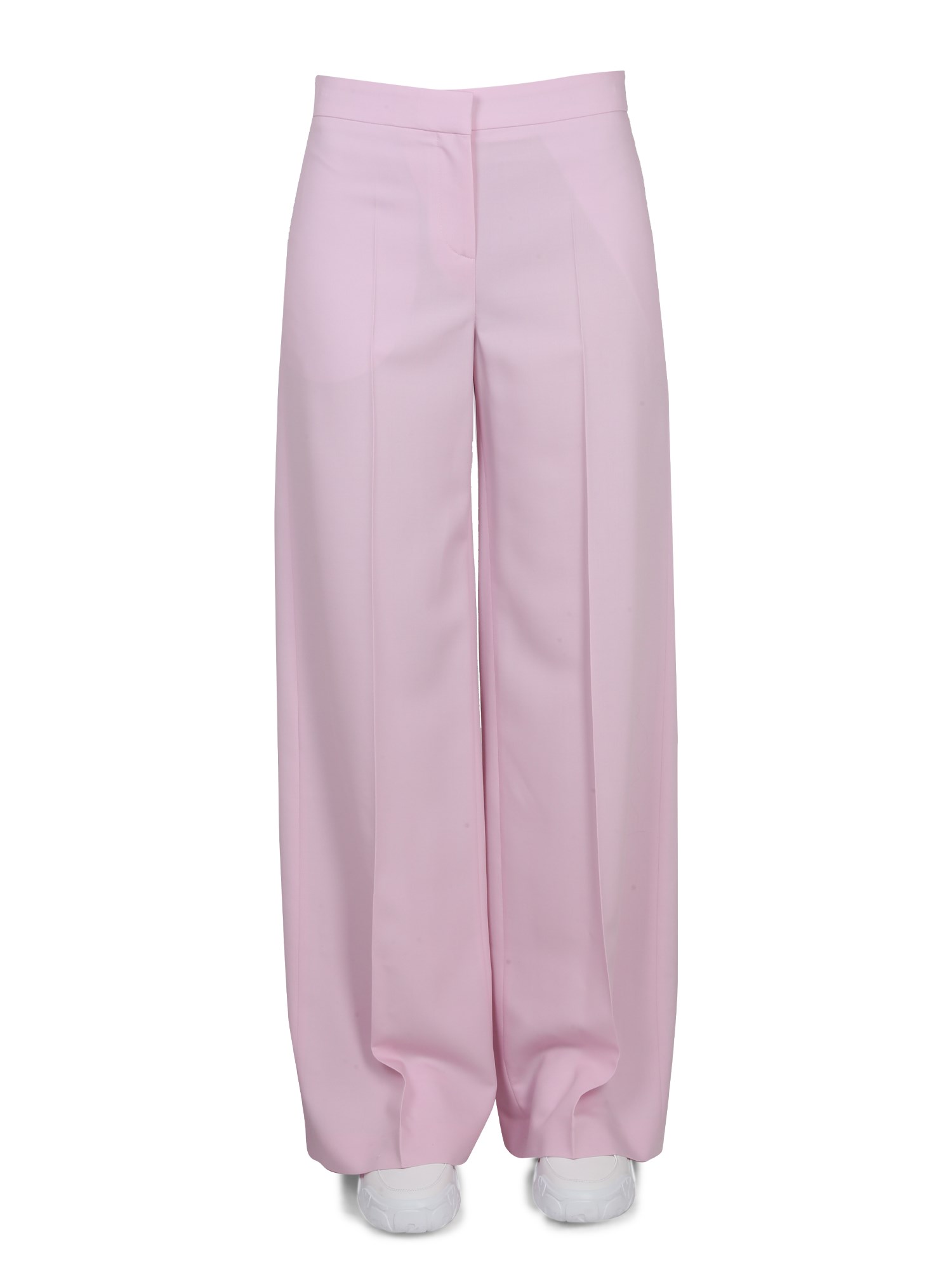 Shop Alexander Mcqueen Wide Leg Pants In White