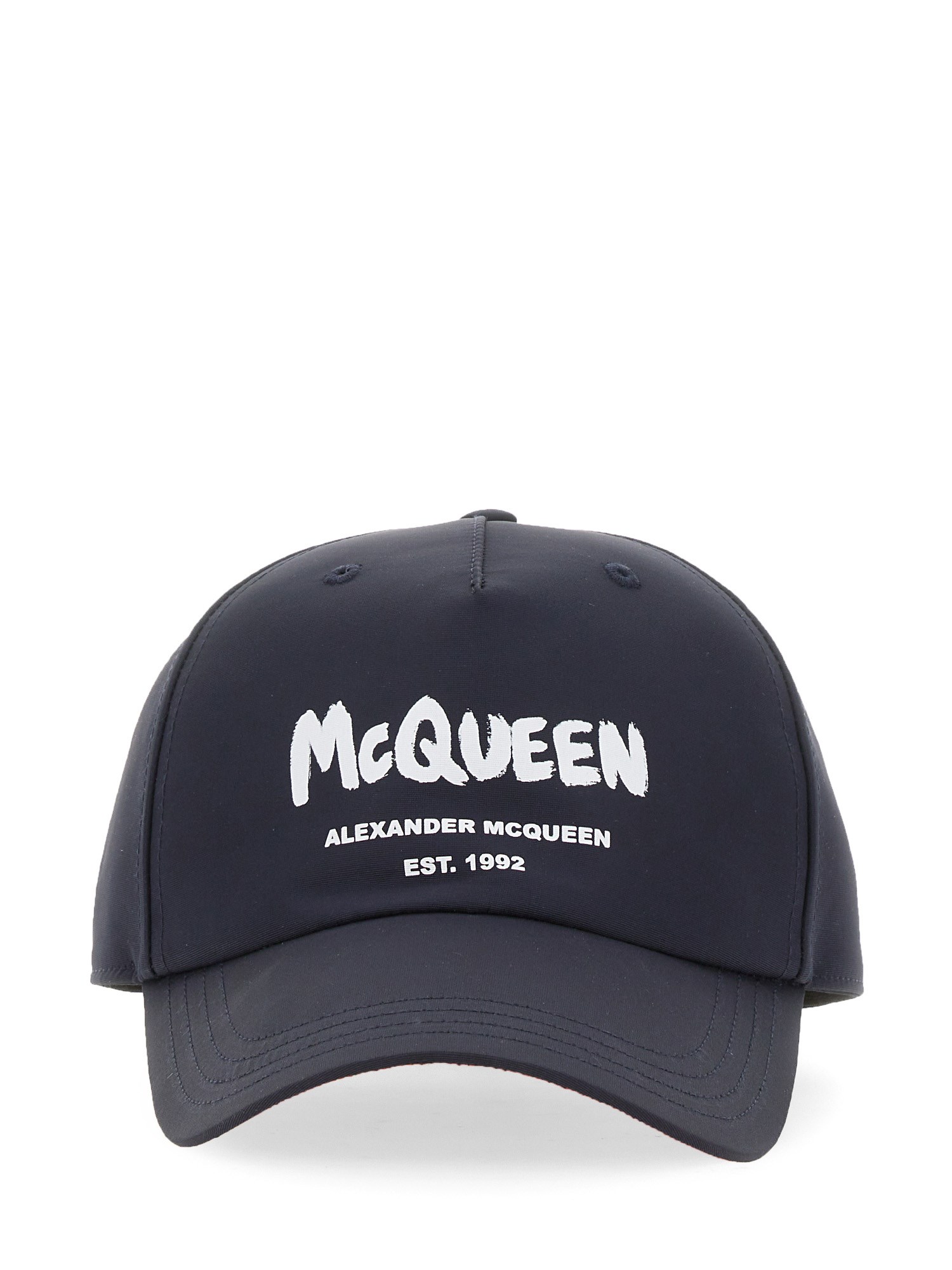 Shop Alexander Mcqueen Graffiti Logo Hat In Blue