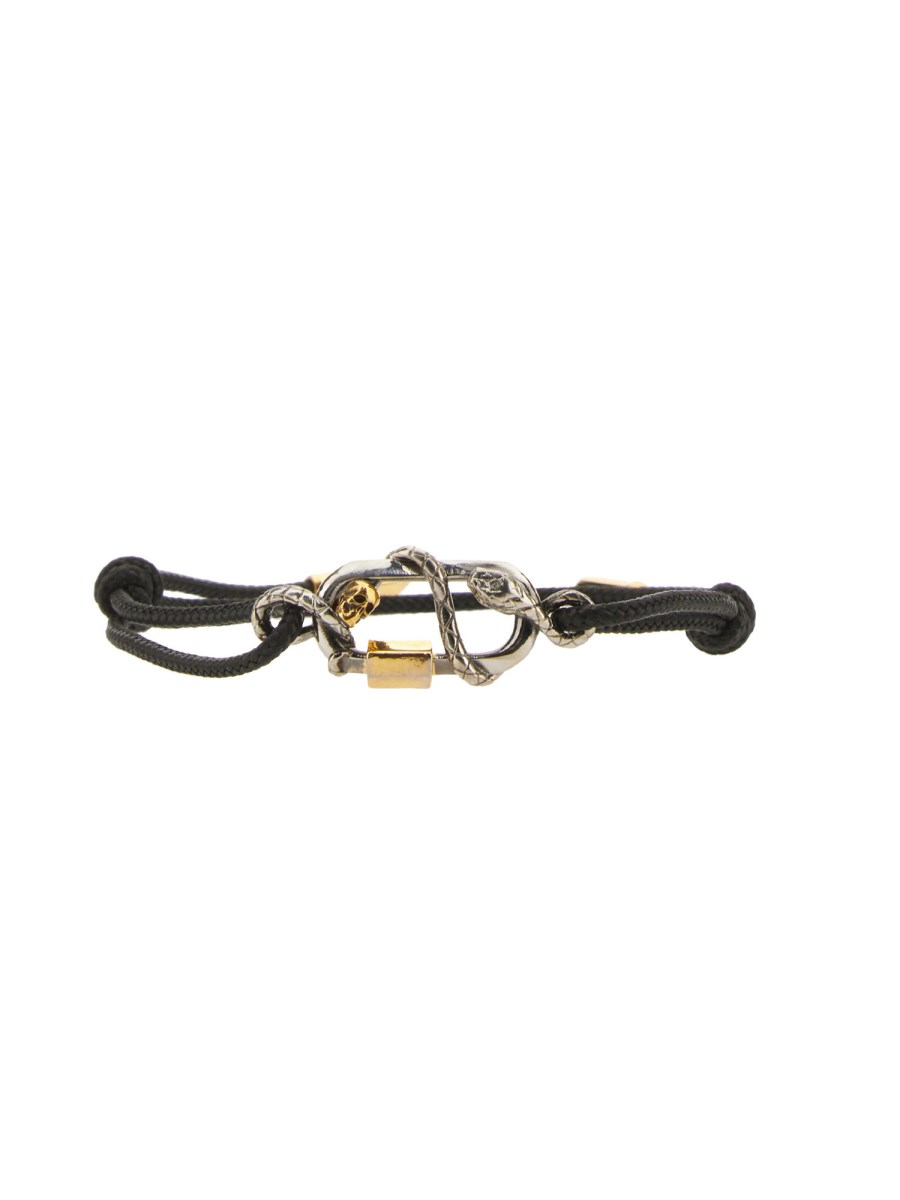 ALEXANDER McQUEEN SNAKE AND SKULL LEATHER BRACELET Eleonora