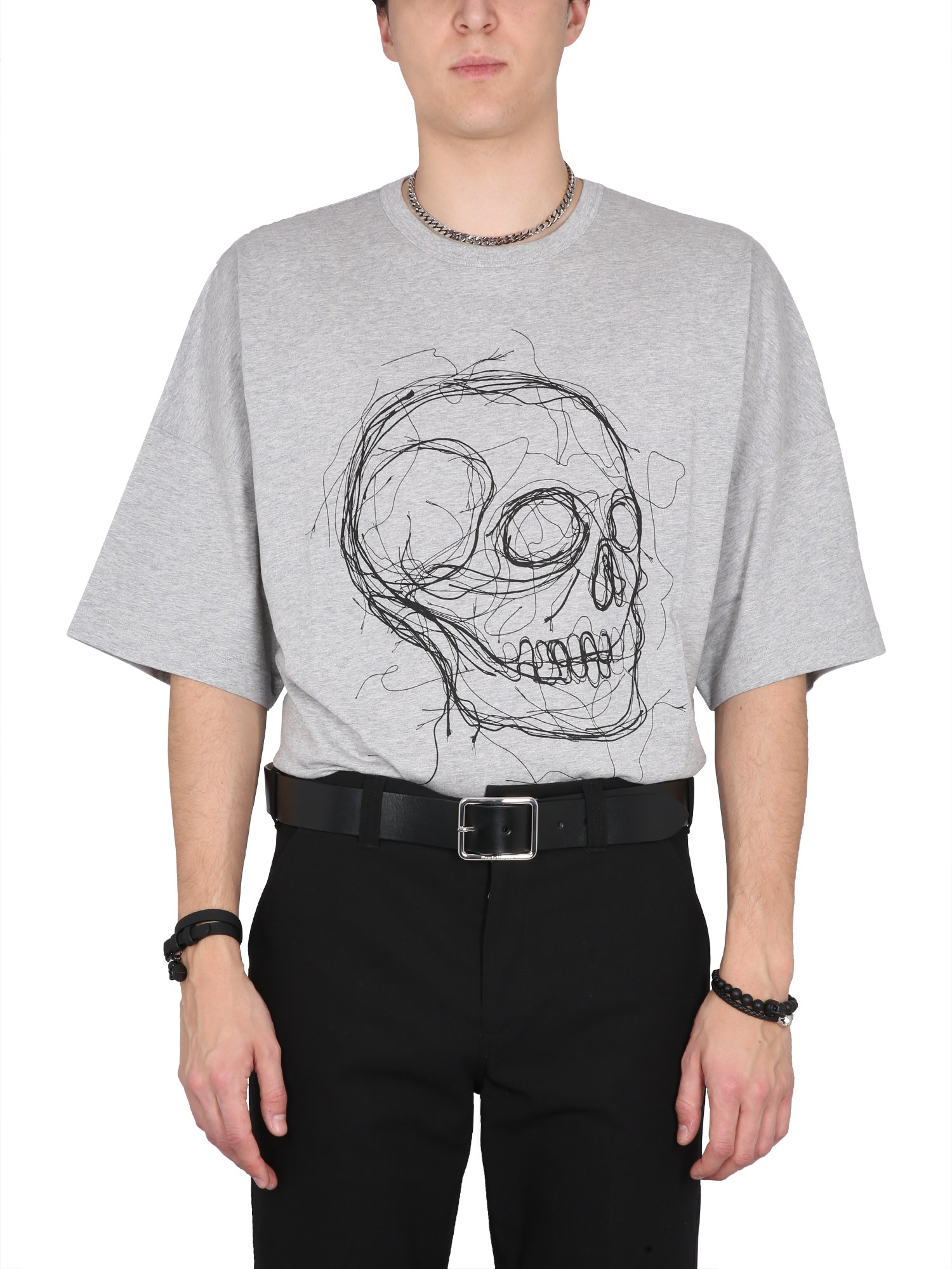 Shop Alexander Mcqueen Skull T-shirt In Grey