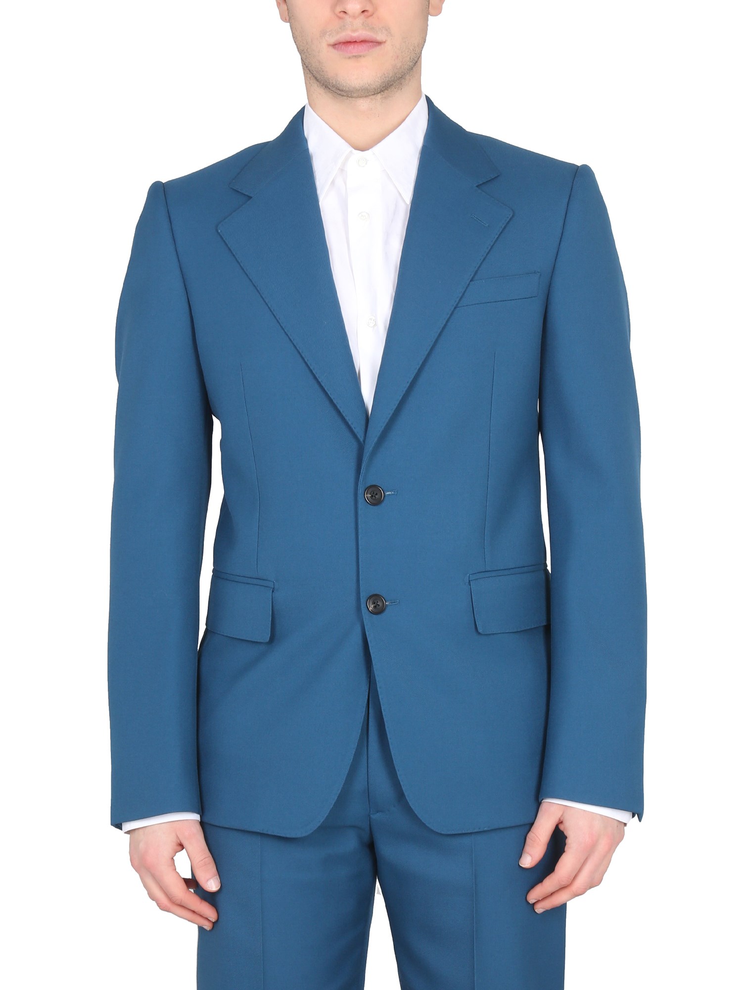 Alexander Mcqueen Single Breasted Tailored Jacket In Blue