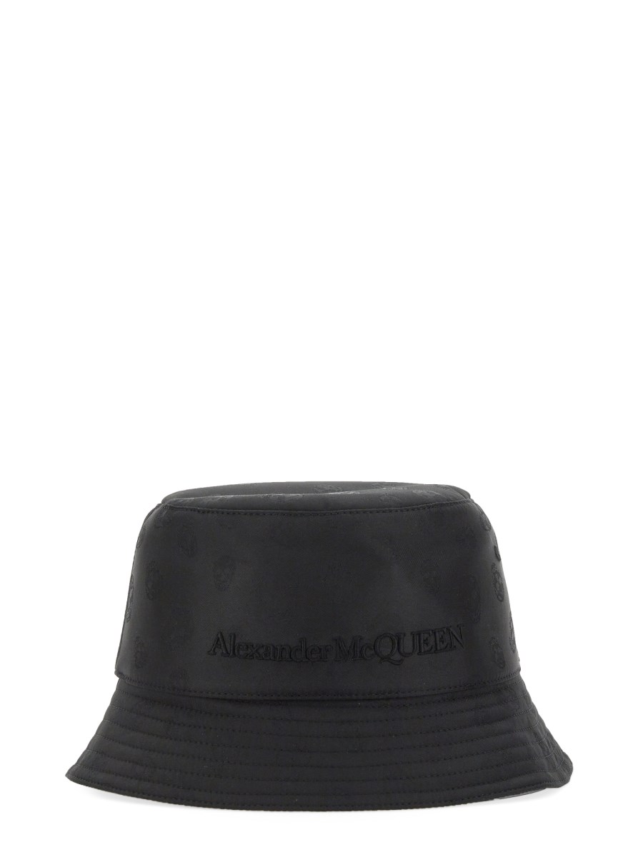 ALEXANDER McQUEEN CAPPELLO BUCKET SKULL IN MISTO SETA