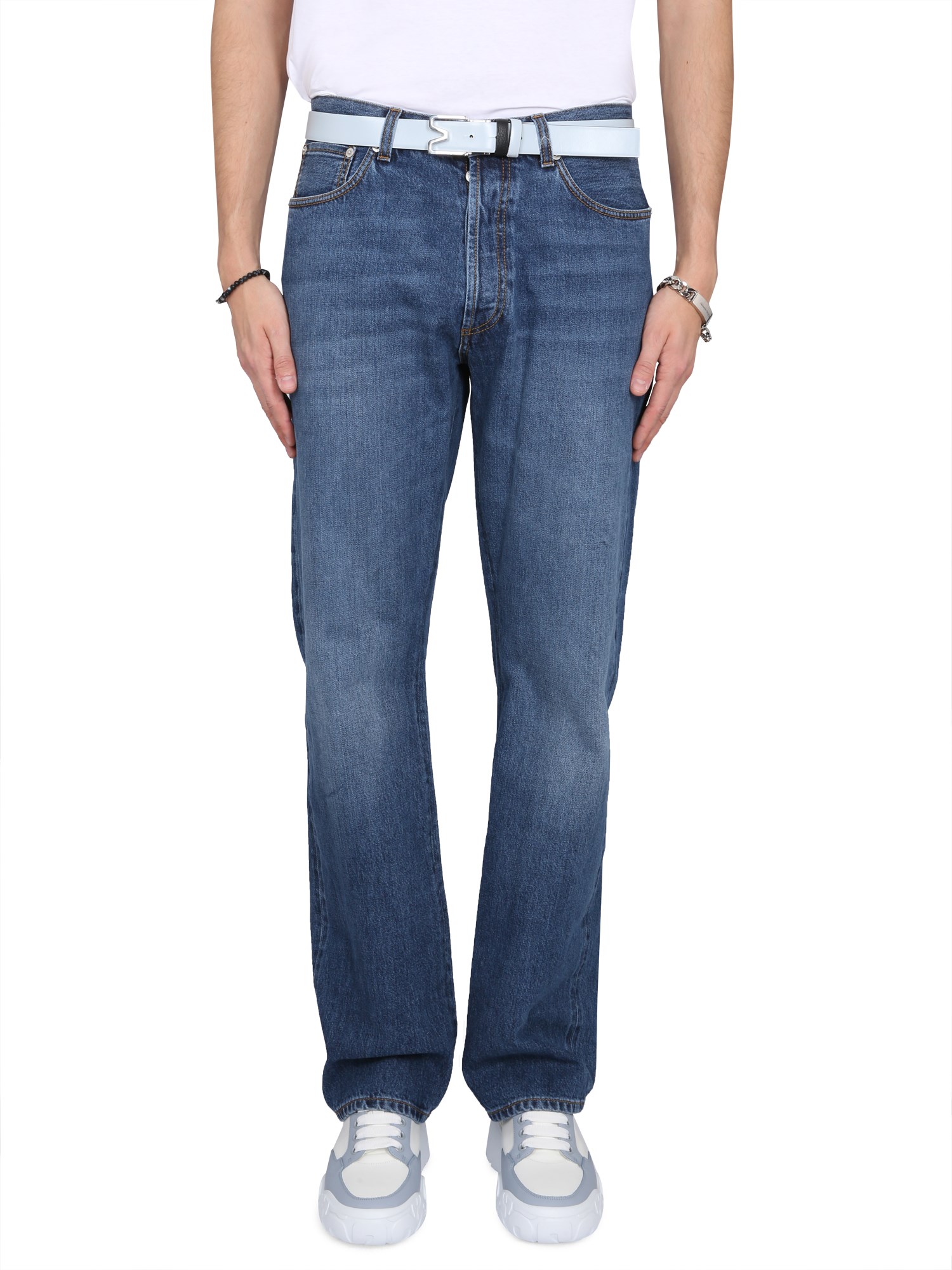 Shop Alexander Mcqueen Five Pocket Jeans In Blue