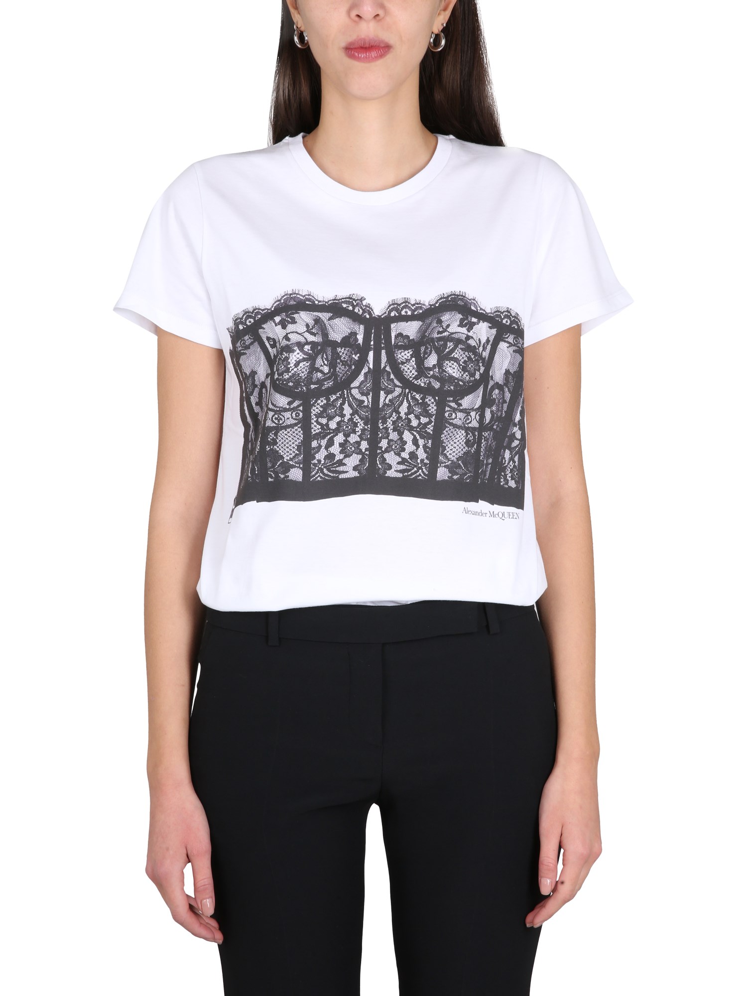 Alexander Mcqueen Lace-overlay Cotton Jersey In White | ModeSens