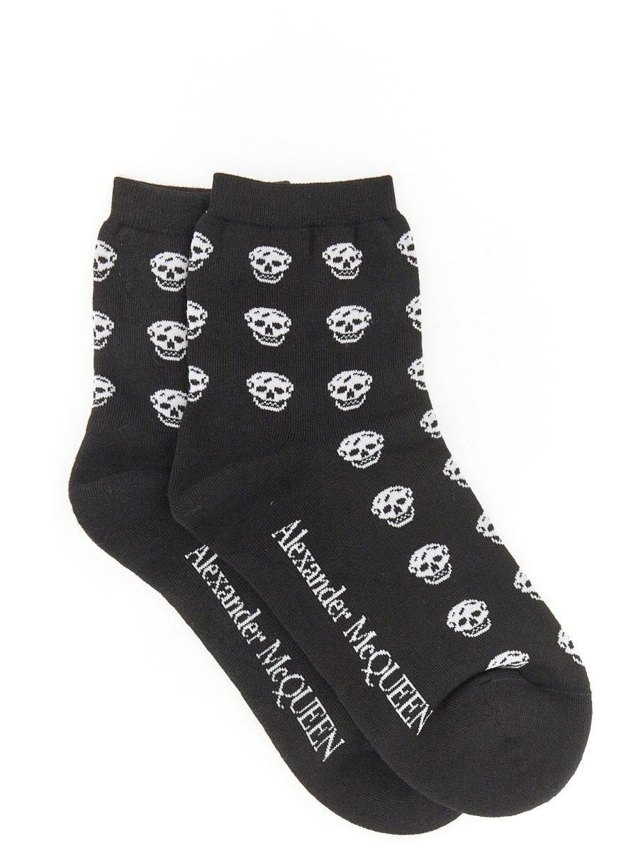 ALEXANDER McQUEEN CALZINO CORTO SKULL IN COTONE