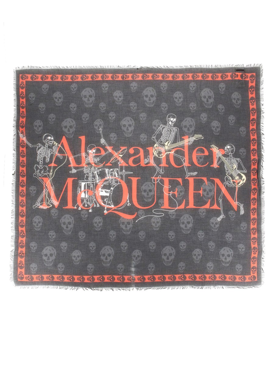 ALEXANDER McQUEEN SCIARPA IN MODAL E SETA CON STAMPA LOGO