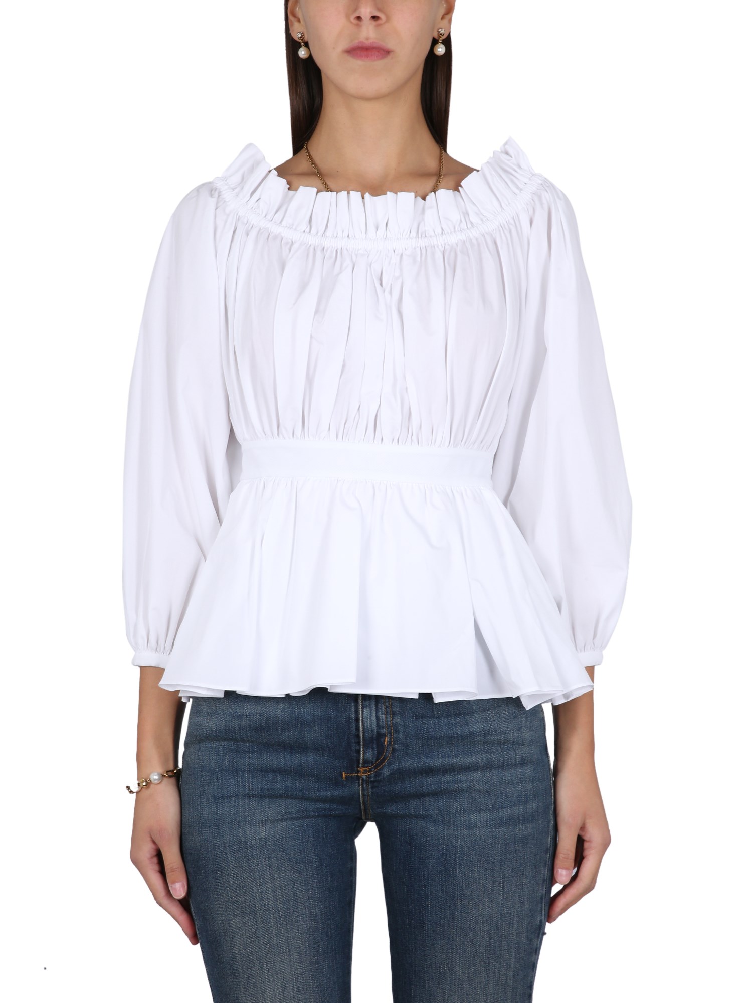 Alexander Mcqueen Cotton Poplin Top In White