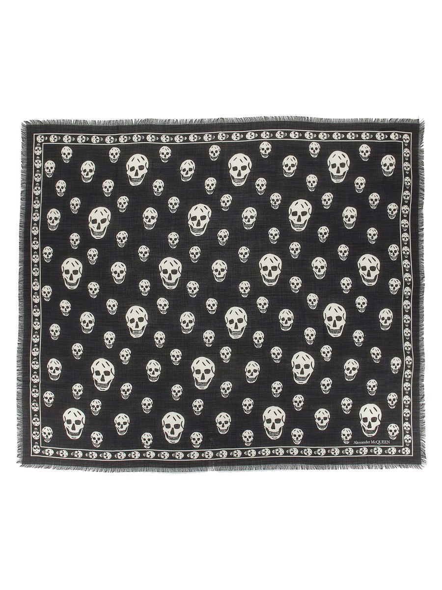 ALEXANDER McQUEEN FOULARD SKULL CLASSICO IN TWILL DI LANA