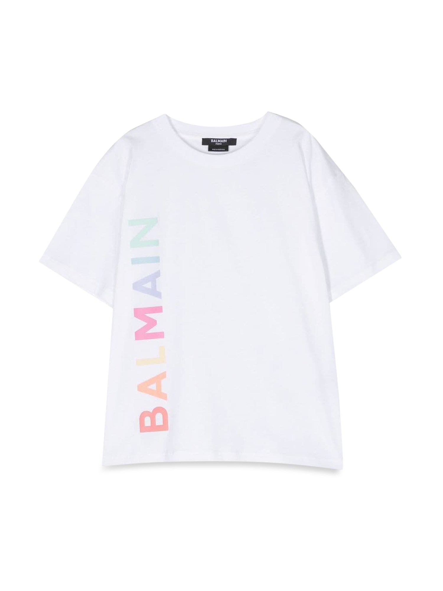 balmain multicolor vertical logo mc t-shirt