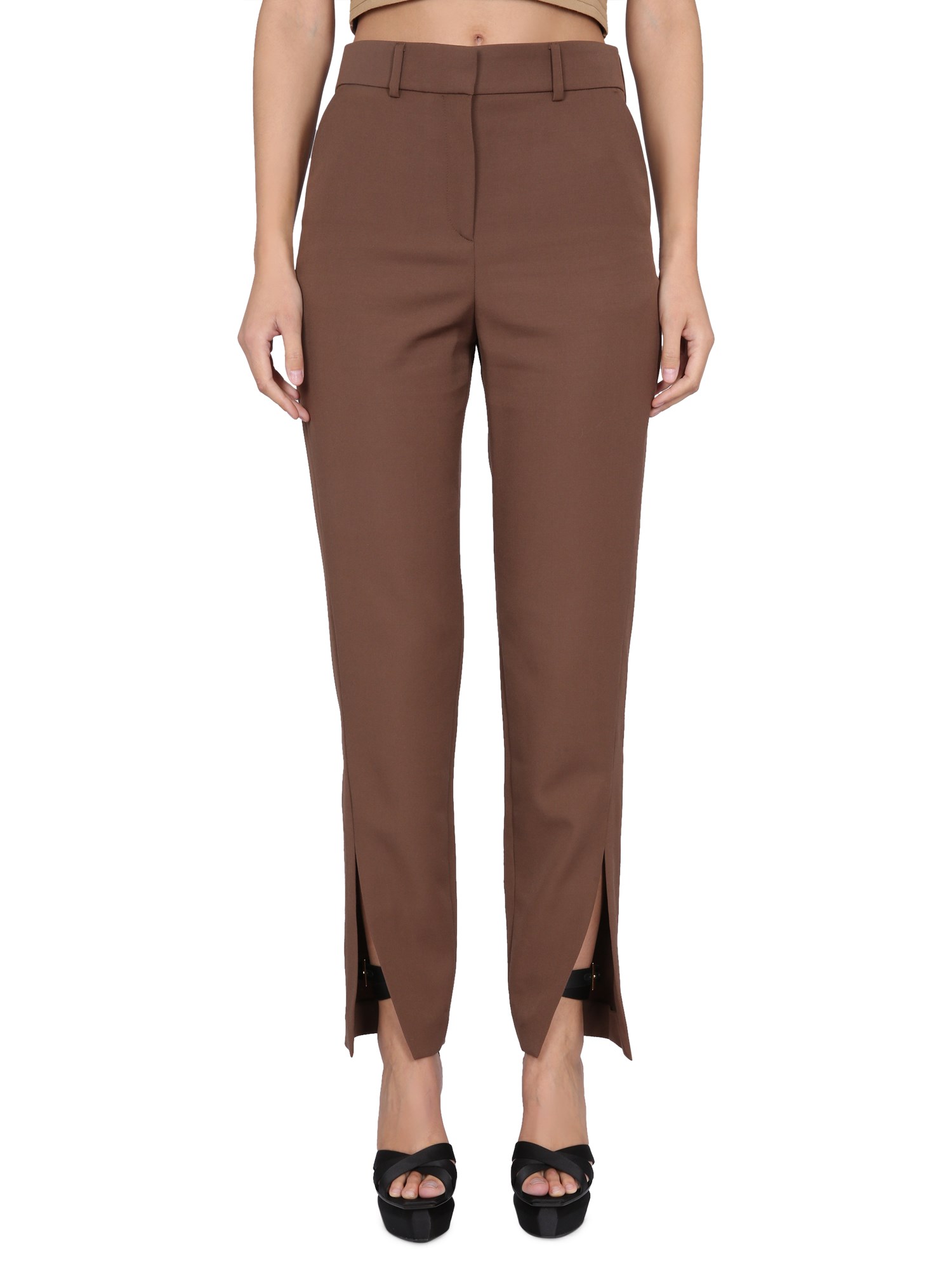 Shop Balmain Wool Pants In Brown