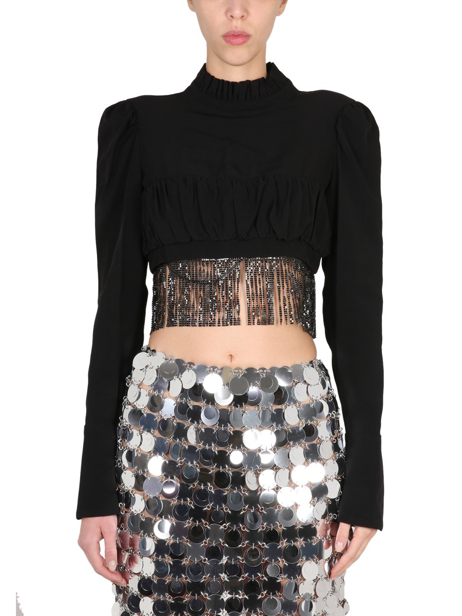 PACO RABANNE CROP TOP CON FRANGE IN ACETATO