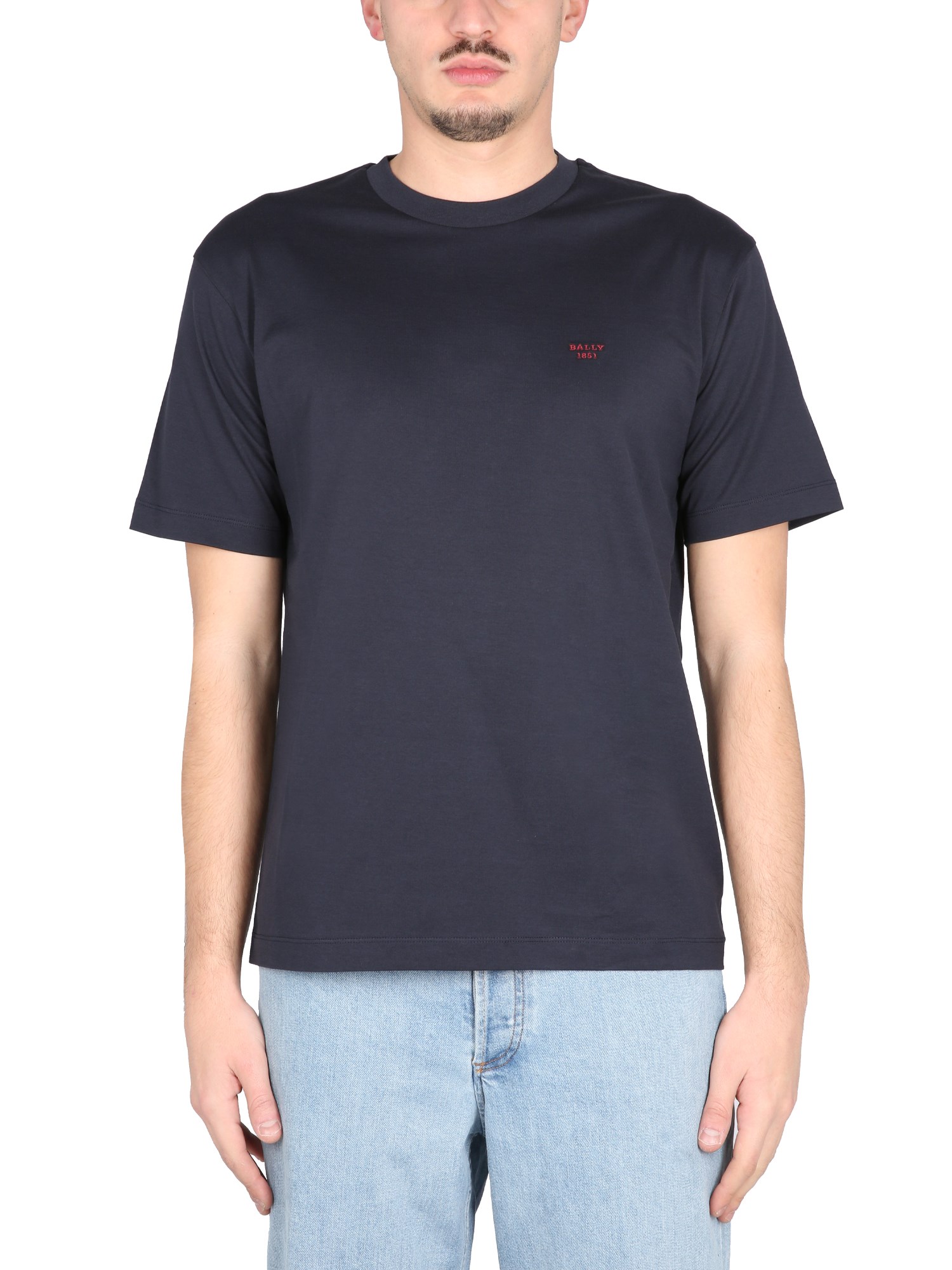 Bally Graphic Crew Neck T-shirt With Back Print In Blue