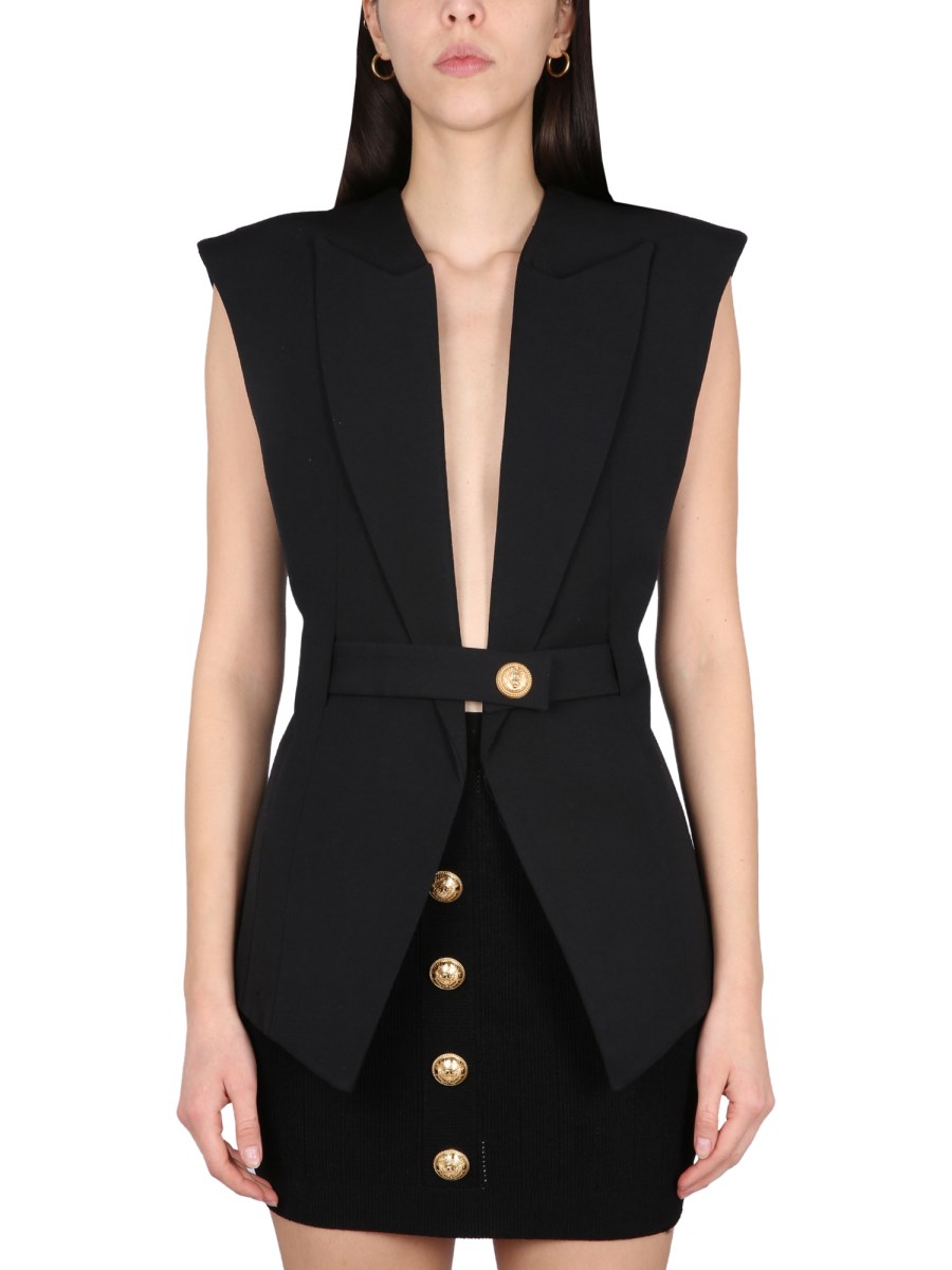 BALMAIN WOOL V NECK VEST Eleonora Bonucci