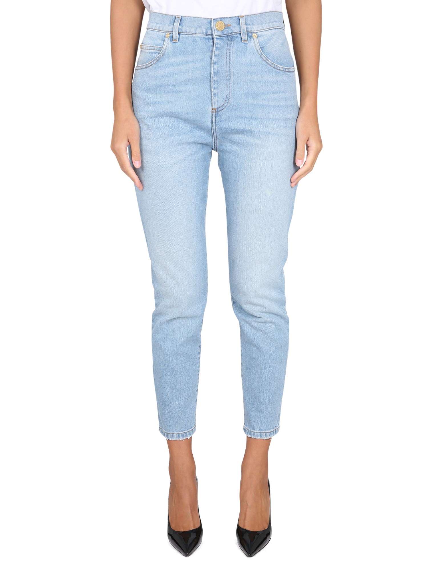 Balmain Vintage Blue Jeans In Azzurro ModeSens