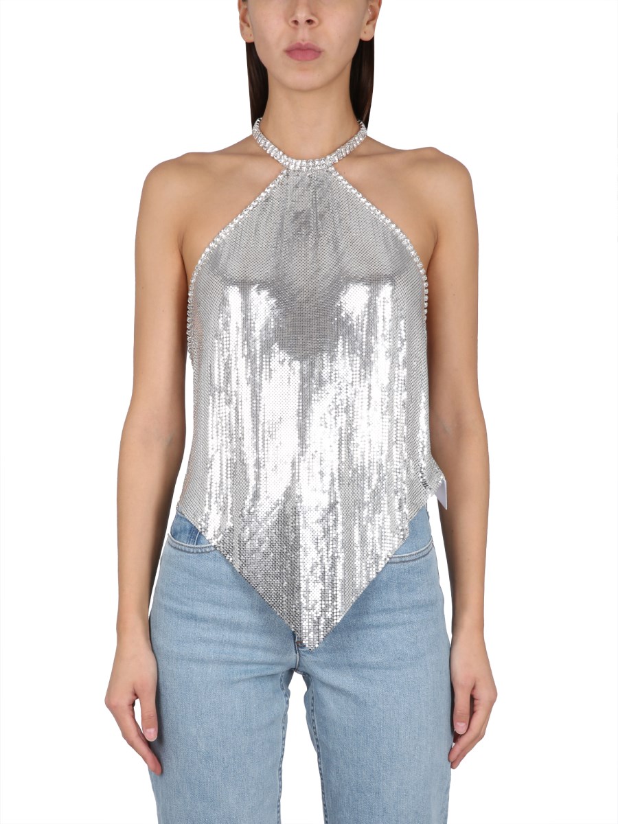 Womens Rabanne silver Mesh Cami Top