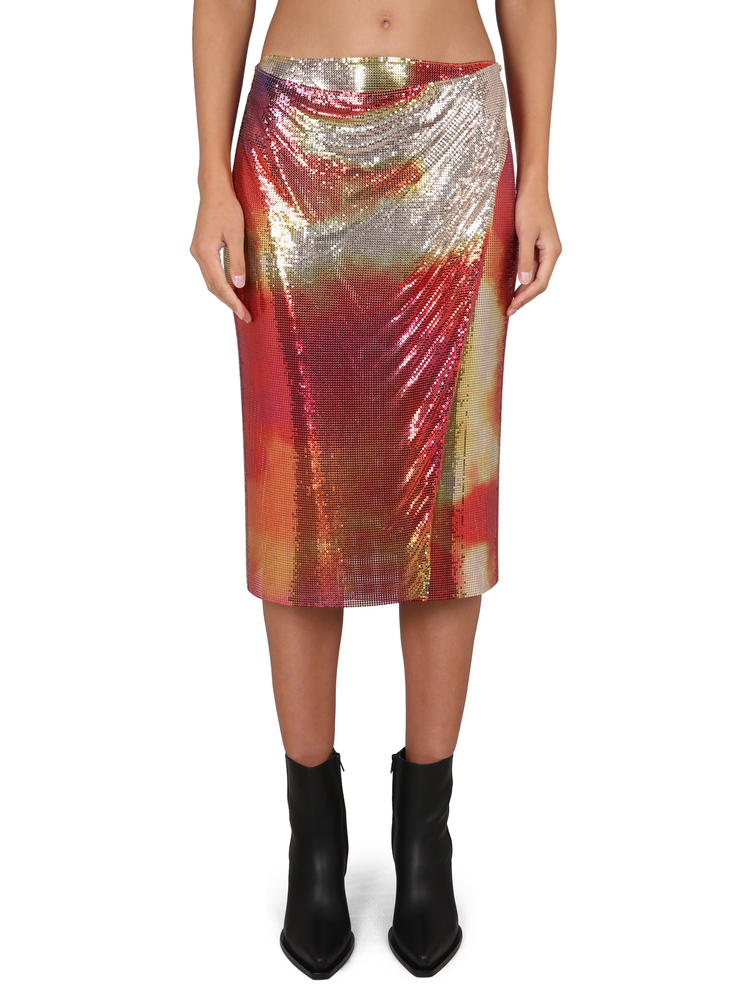 Shop Paco Rabanne Midi Skirt In Multicolour