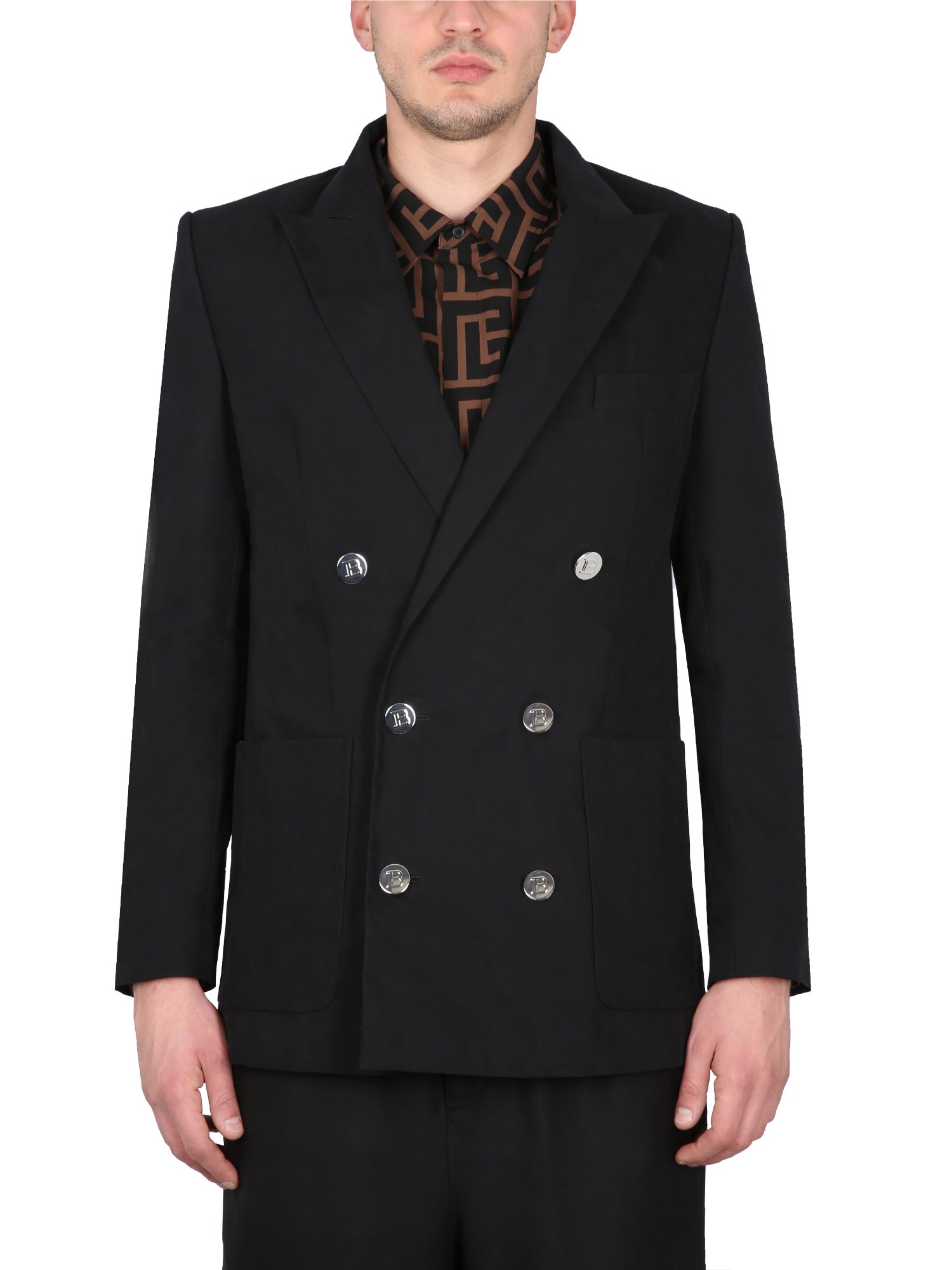 Shop Balmain Double-breasted Jacket In Black