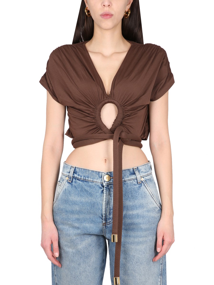 CROP-TOP IN JERSEY DRAPPEGGIATO