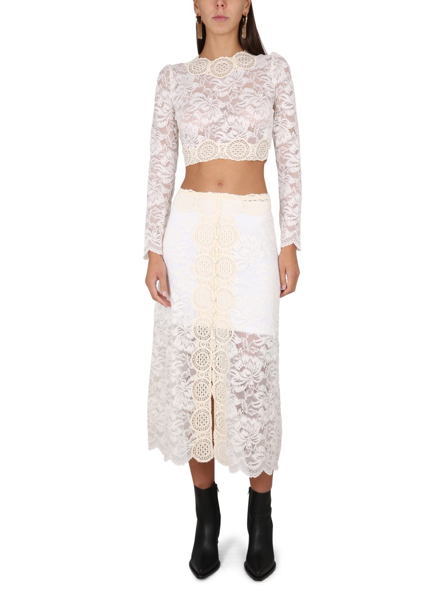 RABANNE Cropped lace top