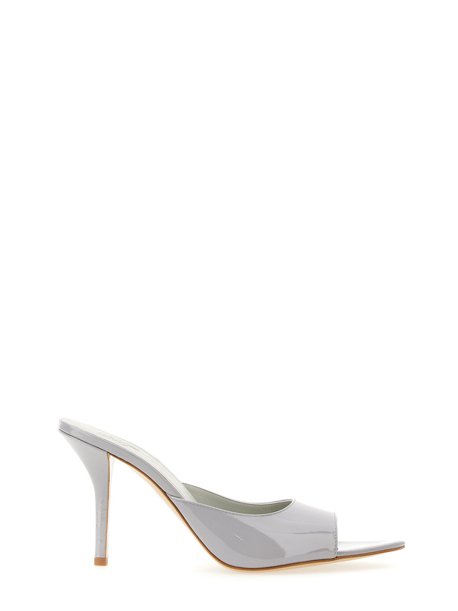 Gia Borghini Perni 04 Sandals In Grey Patent Leather In Grey
