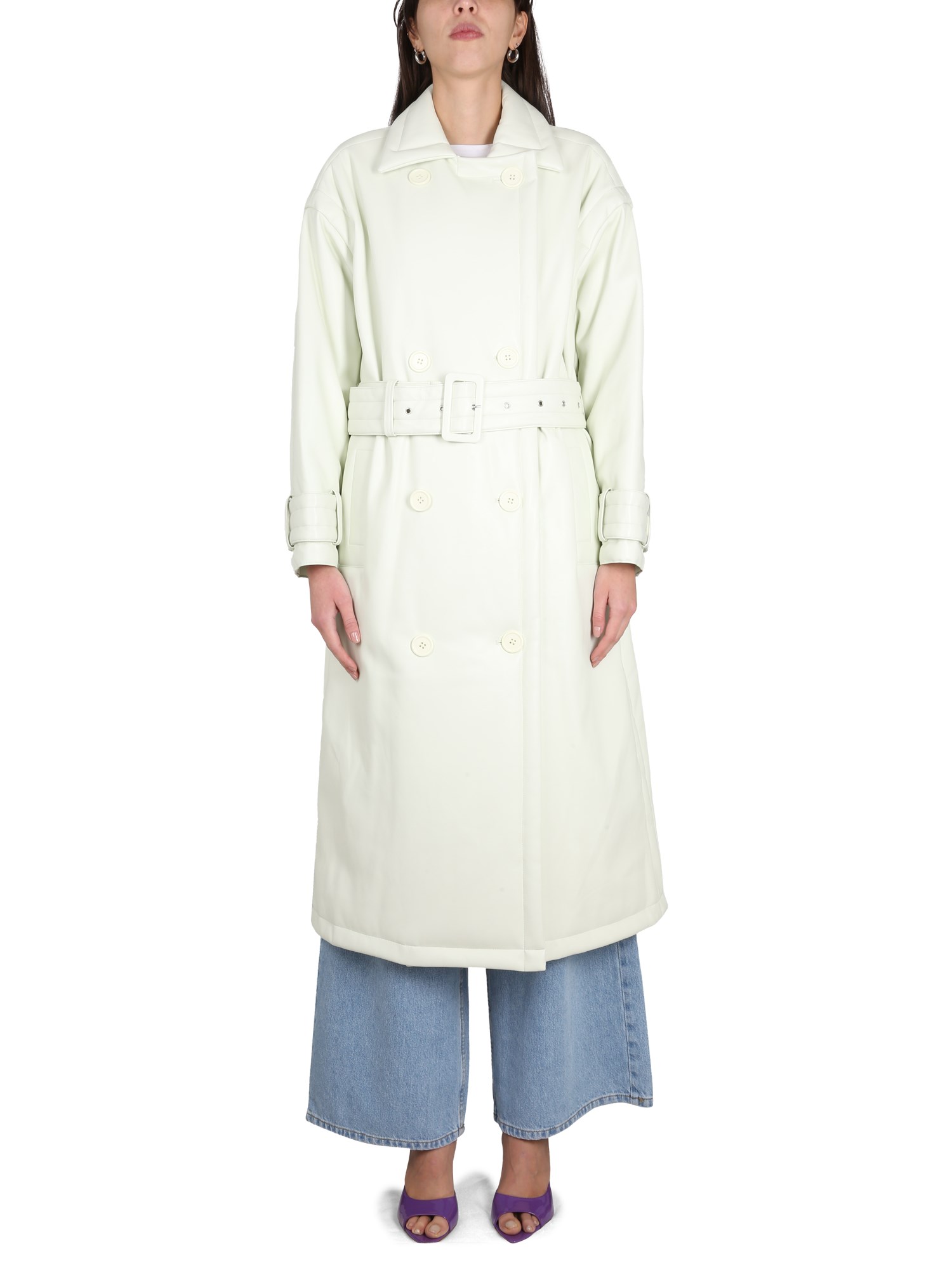 Stand Studio Emily Double-breasted Belted Trench Coat In Green