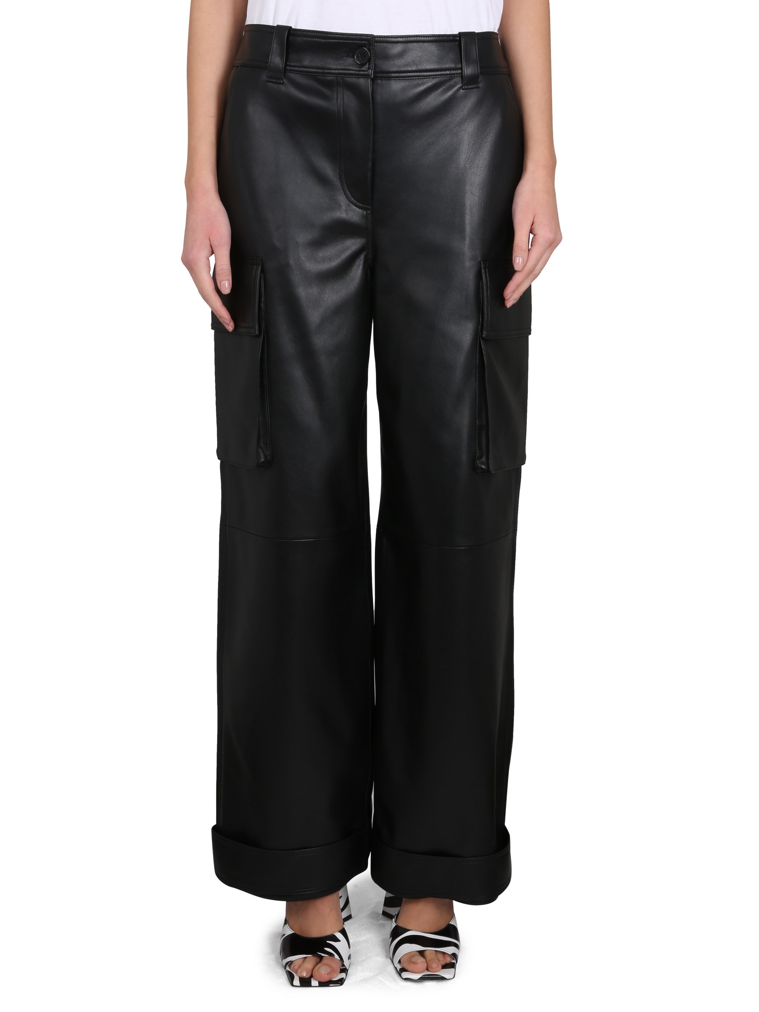 Stand Studio Asha Faux Leather Cargo Pants In Black