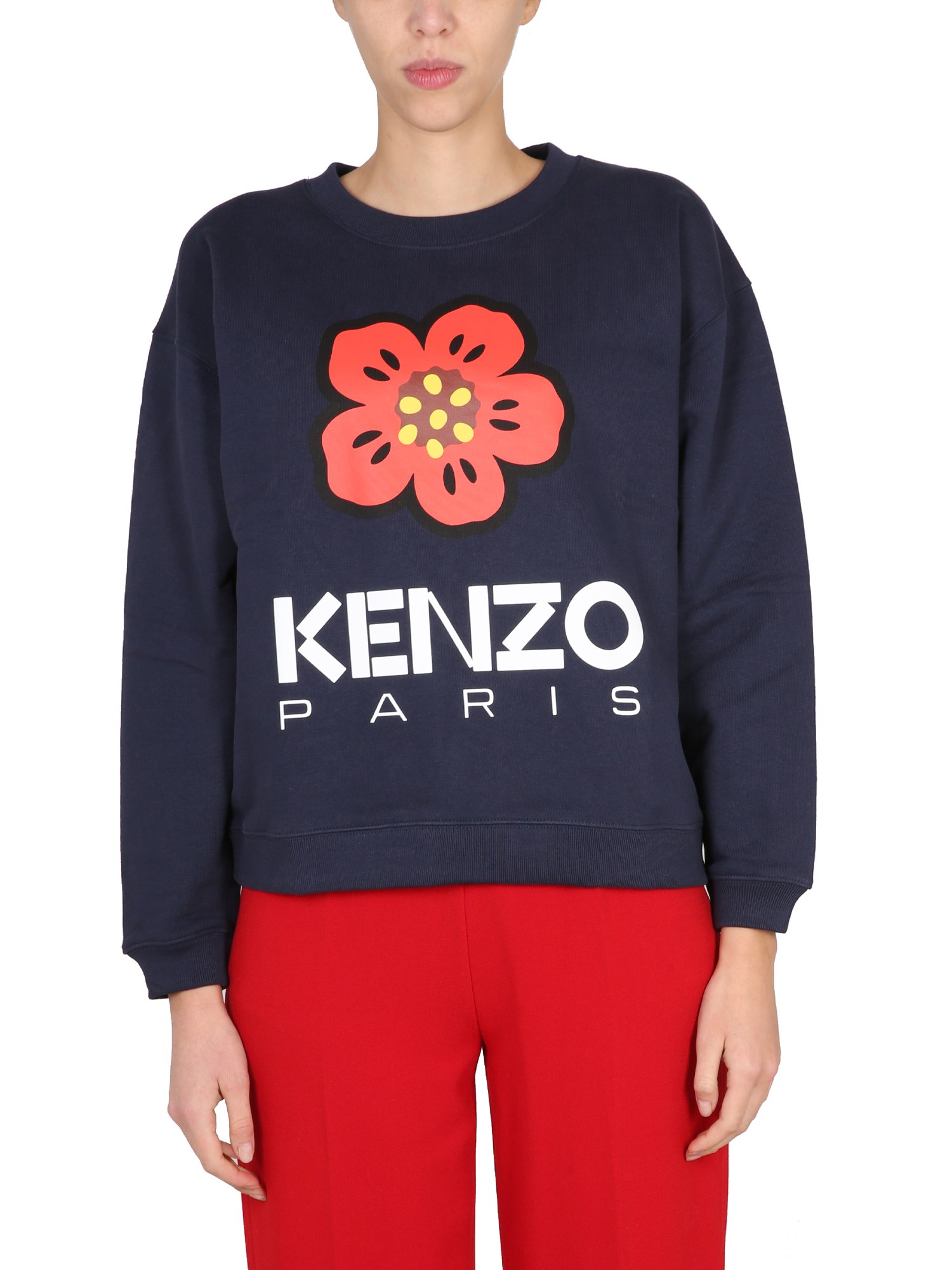 Kenzo Logo-print Cotton Sweater In Blue
