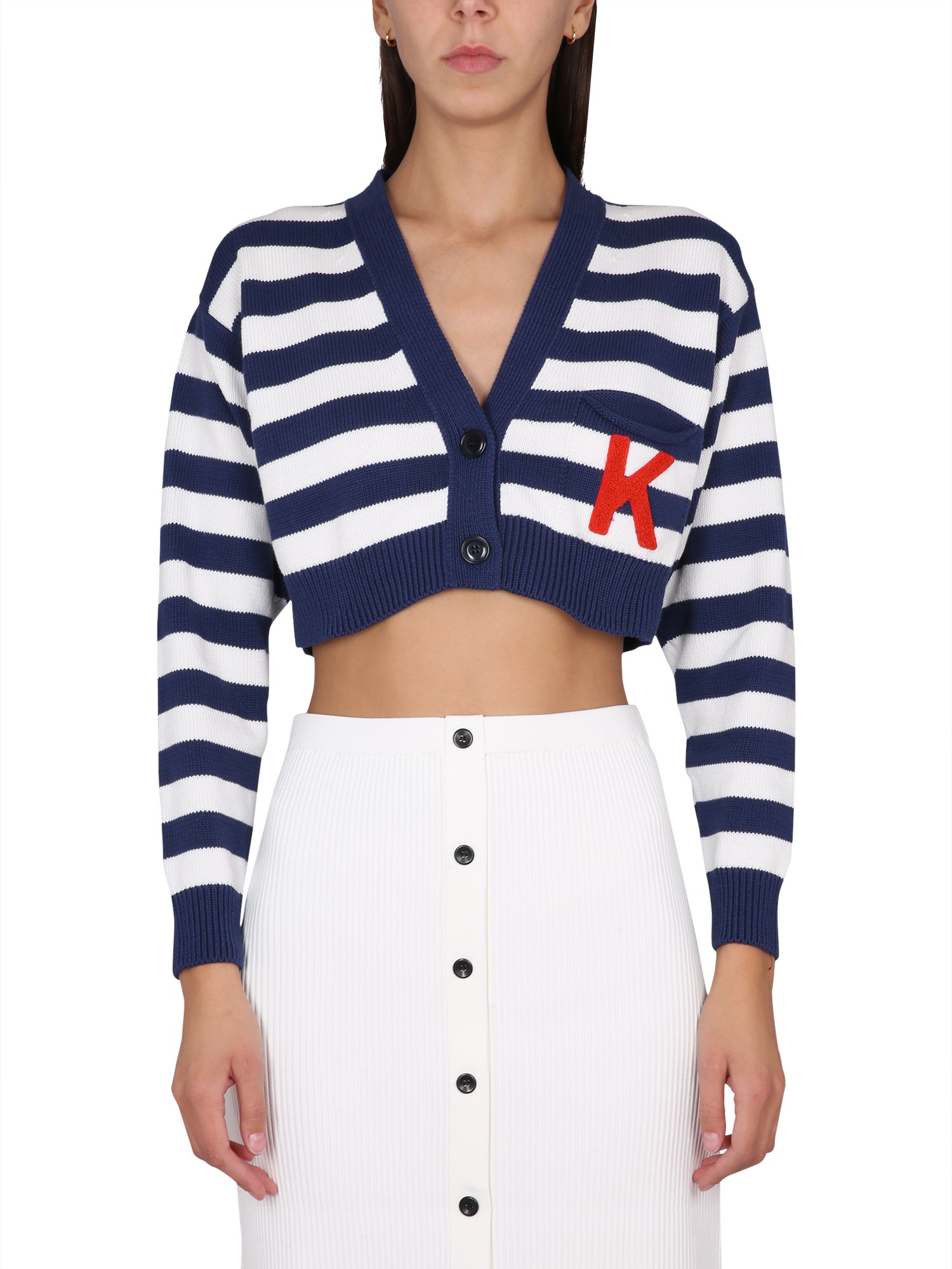 Shop Kenzo 'nautical Stripes' Cardigan In Blue