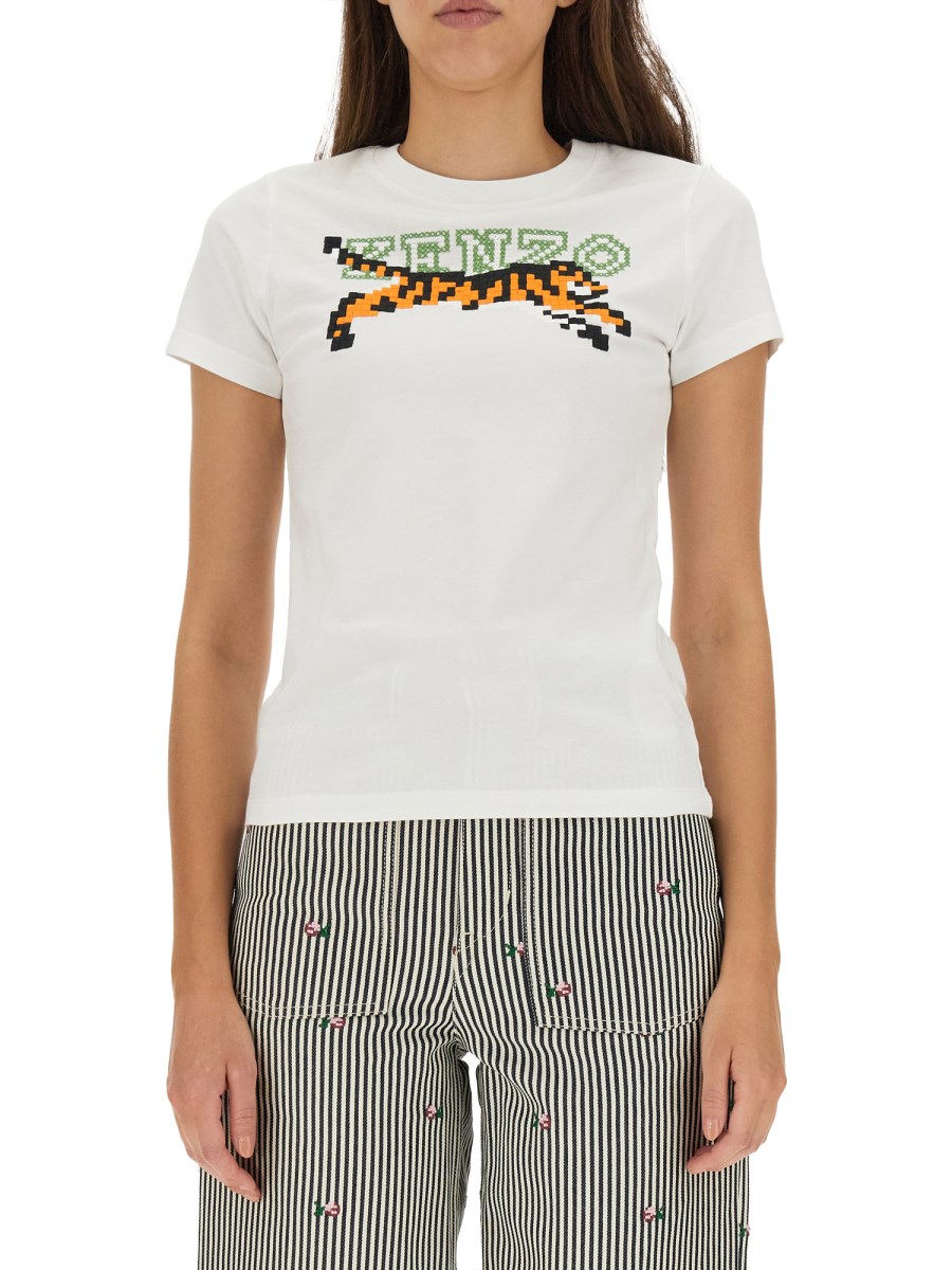 KENZO T-SHIRT PIXEL IN COTONE