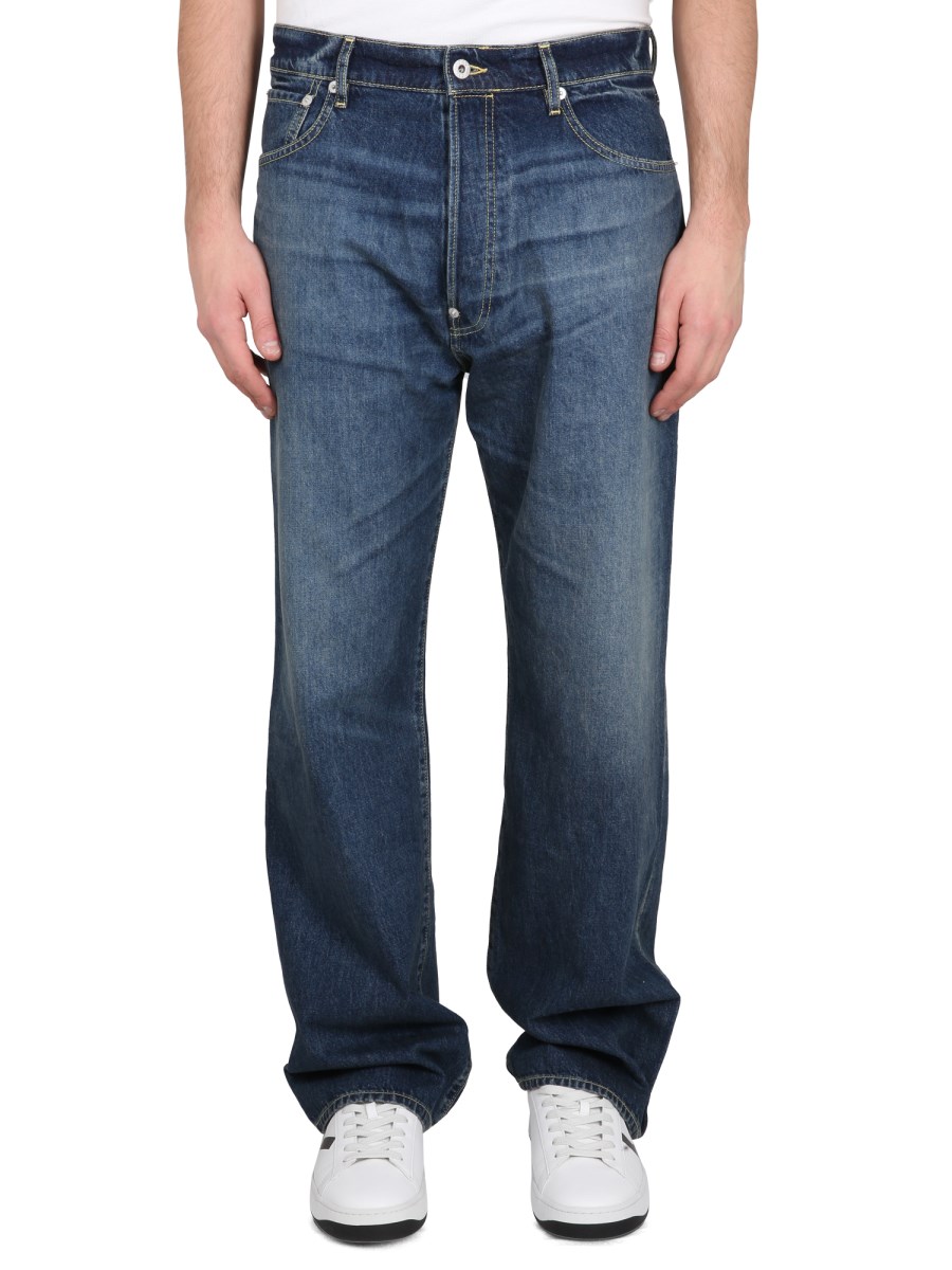 KENZO JEANS RELAXED FIT IN DENIM DI COTONE